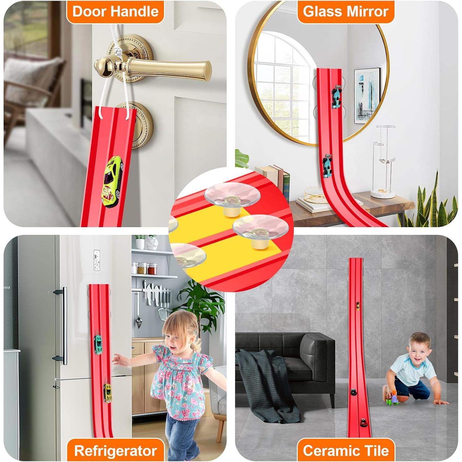 Pista de Carreras Flexible 4.5m EFCRBS con Ventosas y Autos