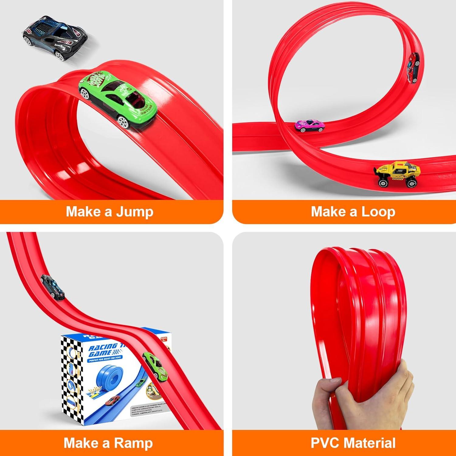 Pista de Carreras Flexible 4.5m EFCRBS con Ventosas y Autos