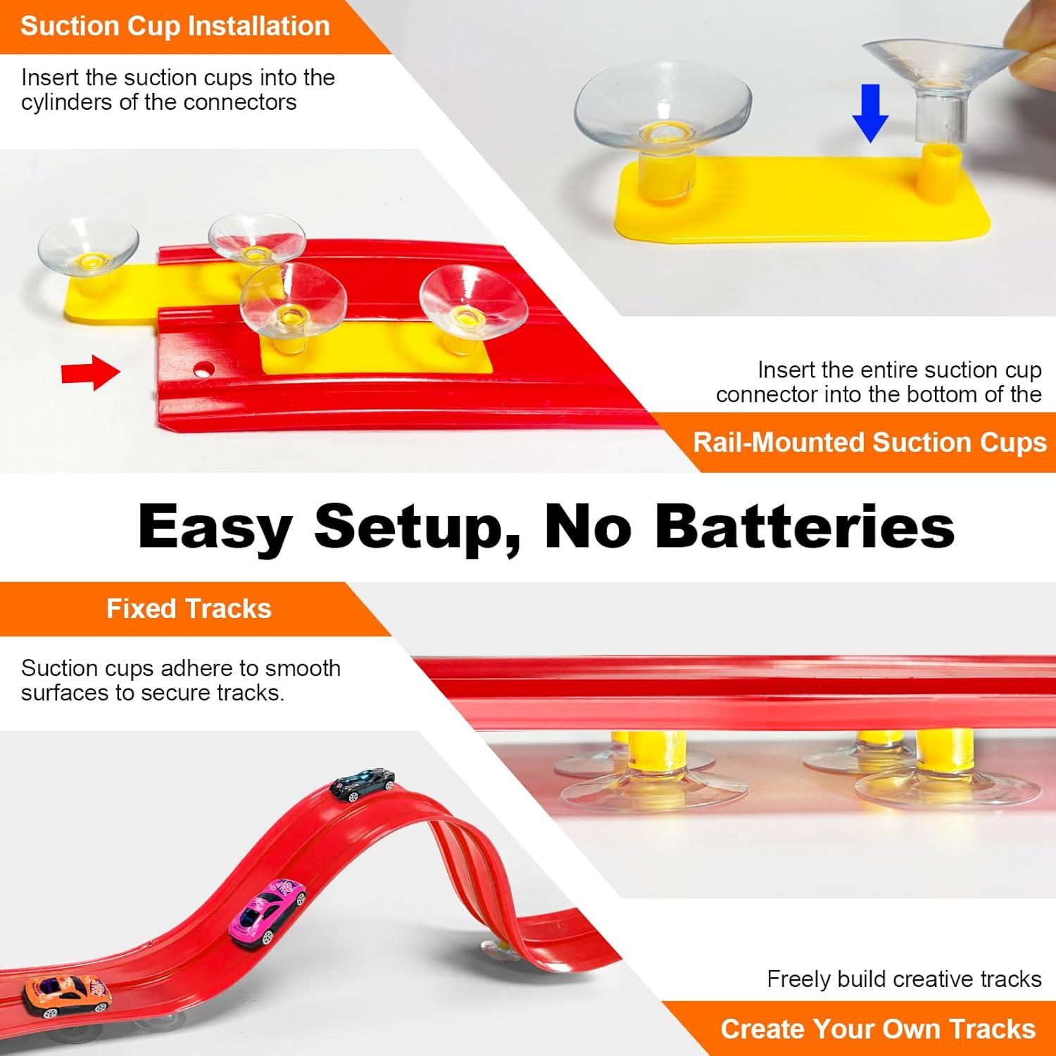 Pista de Carreras Flexible 4.5m EFCRBS con Ventosas y Autos