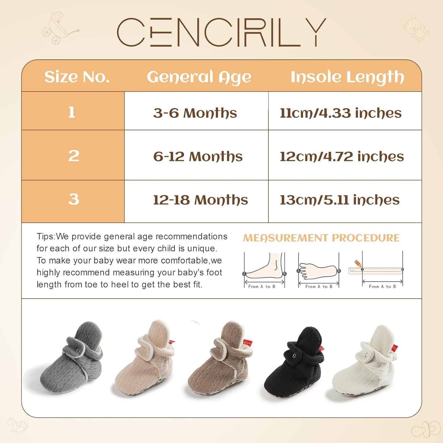 Botines Unisex CENCIRILY para Bebé Invierno Antideslizantes