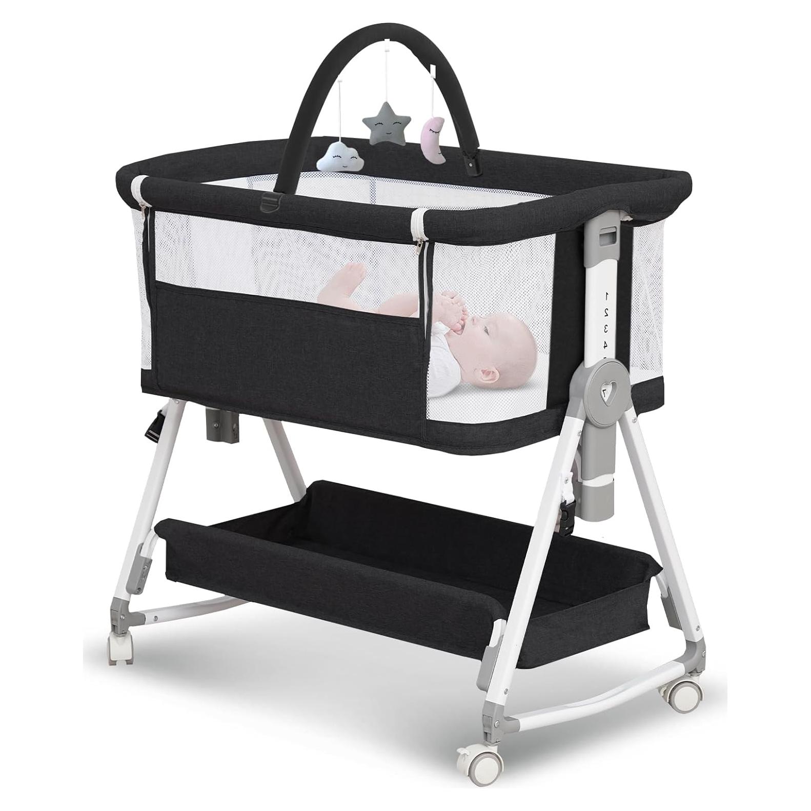 Cuna Lateral 3 en 1 MEICHYUN Negra Ajustable 6 Niveles