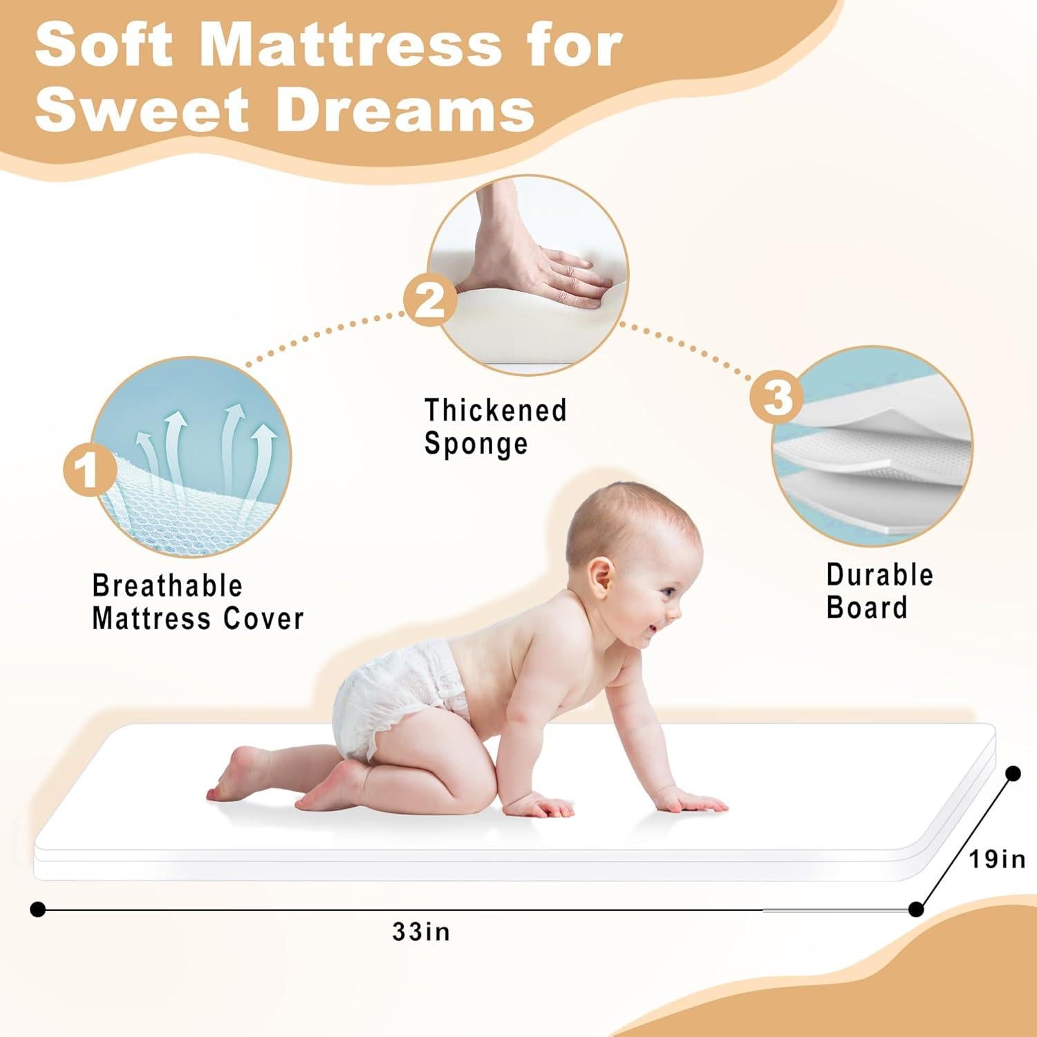 Cuna Lateral 3 en 1 MEICHYUN Negra Ajustable 6 Niveles