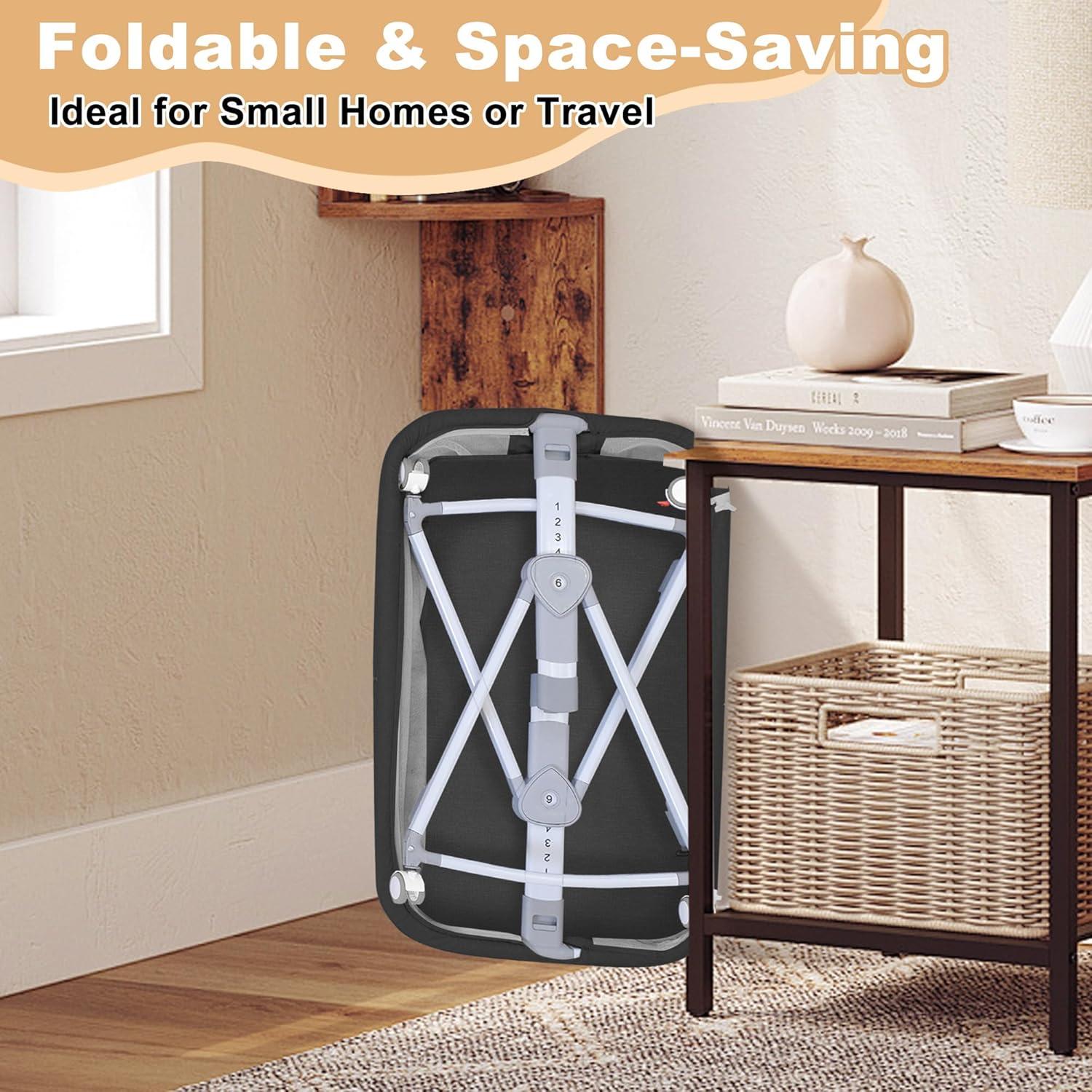 Cuna Lateral 3 en 1 MEICHYUN Negra Ajustable 6 Niveles