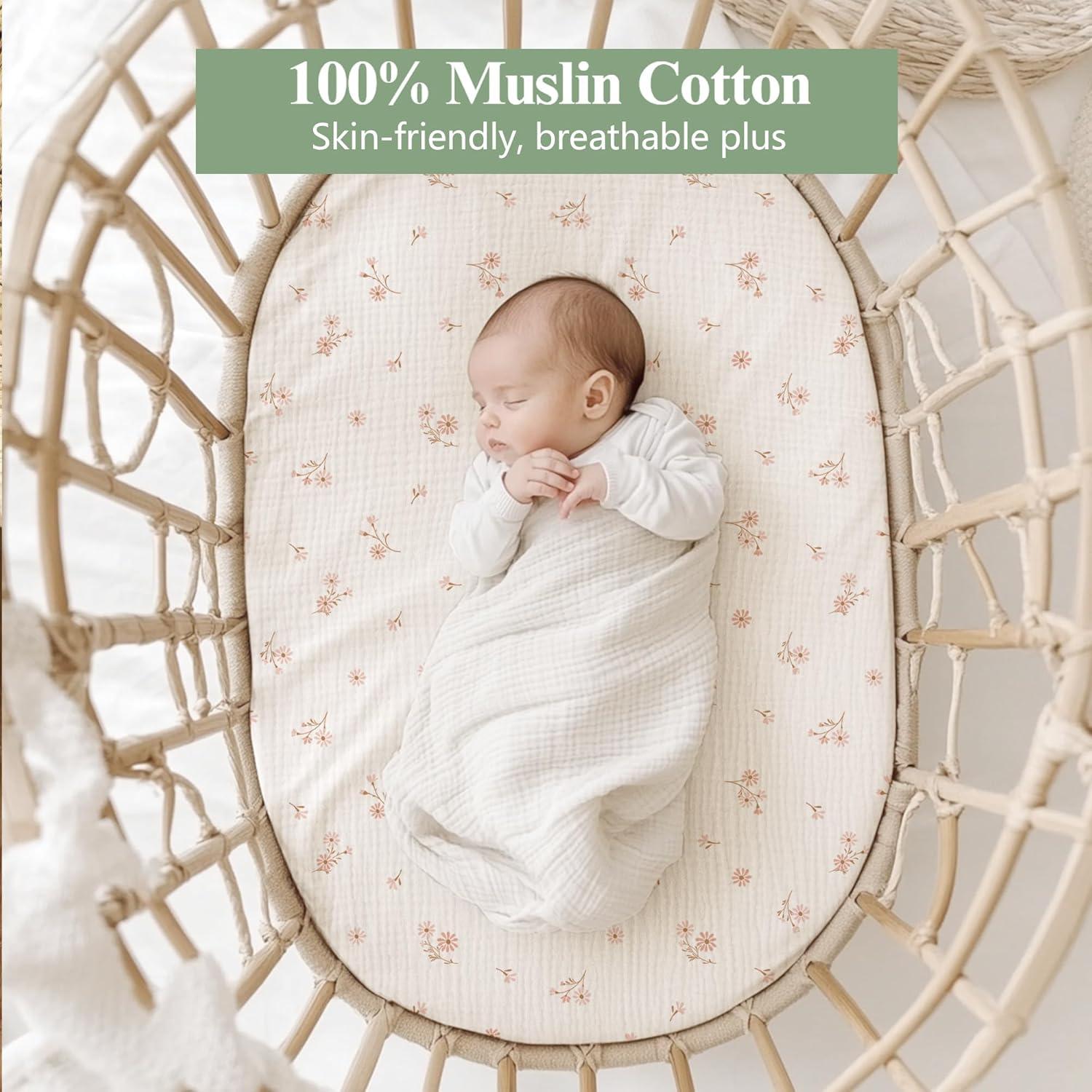 Sábanas para Cuna Estándar Coreeky 3 Paquete Algodón Muselina