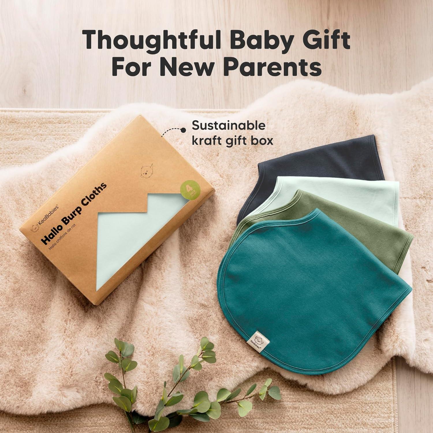 Paquete de 4 Paños de Eructo KeaBabies Algodón Orgánico 56x30.5cm