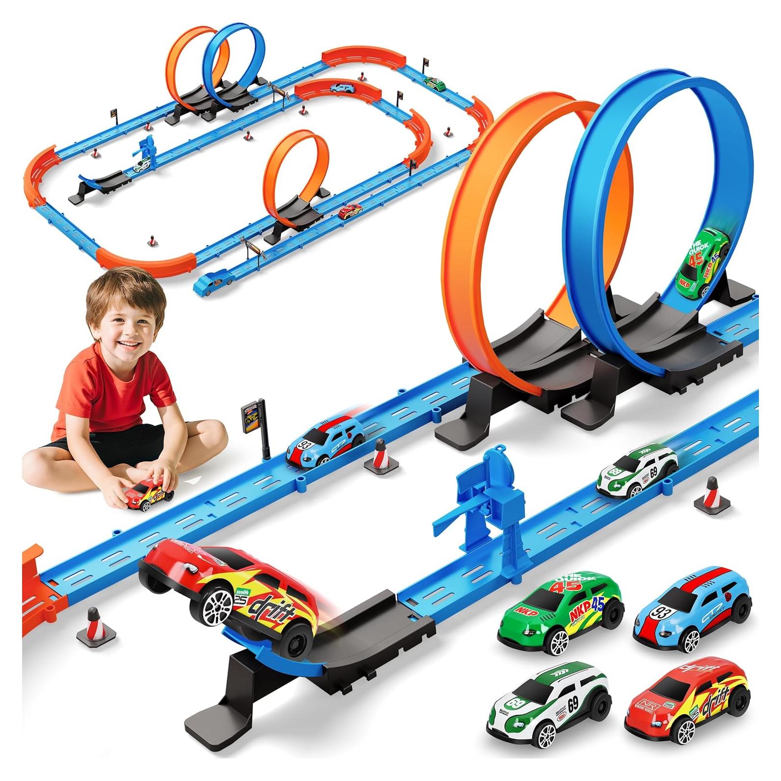 Conjunto de Pista de Carreras Rcovasc 46 Piezas 4 Coches Slot