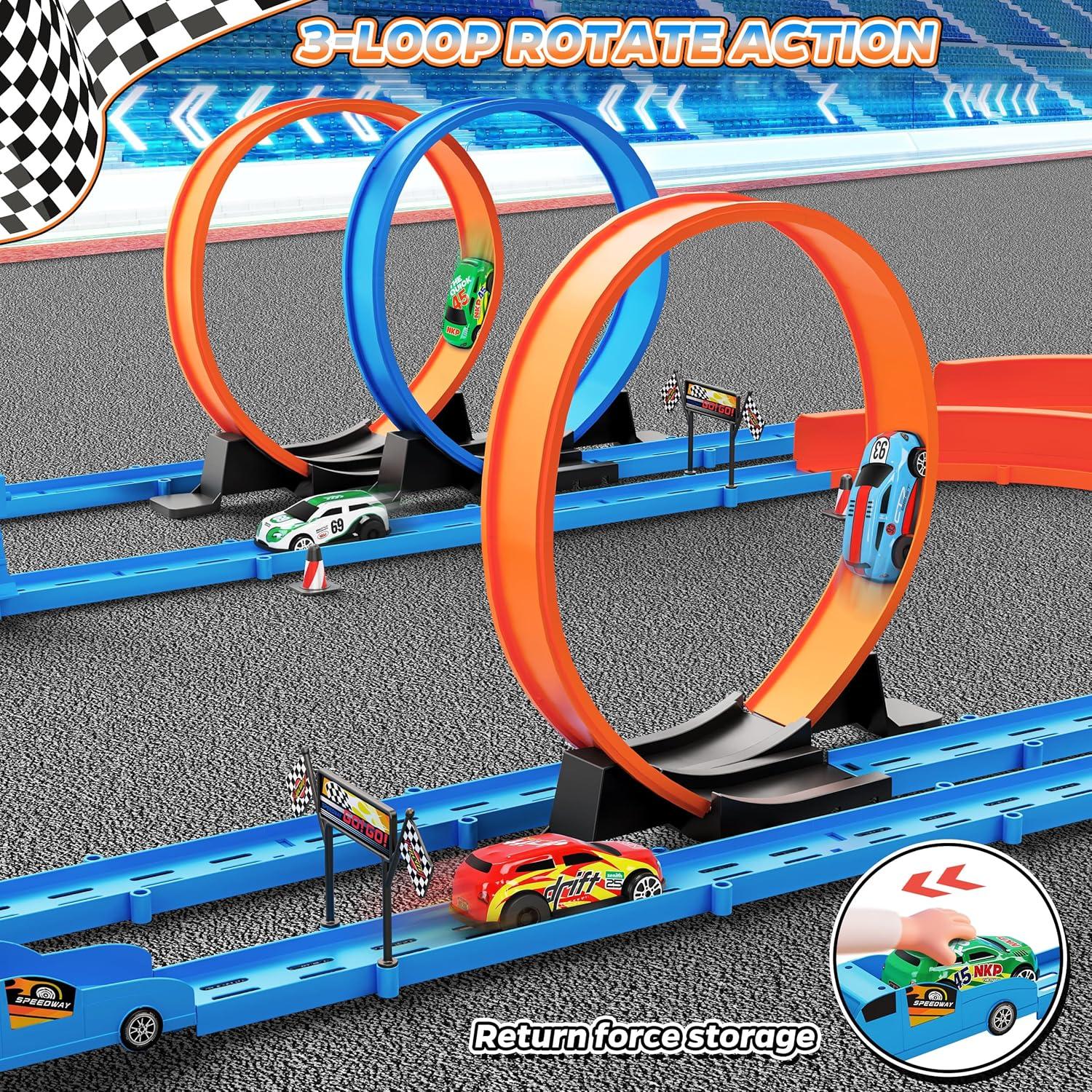 Conjunto de Pista de Carreras Rcovasc 46 Piezas 4 Coches Slot