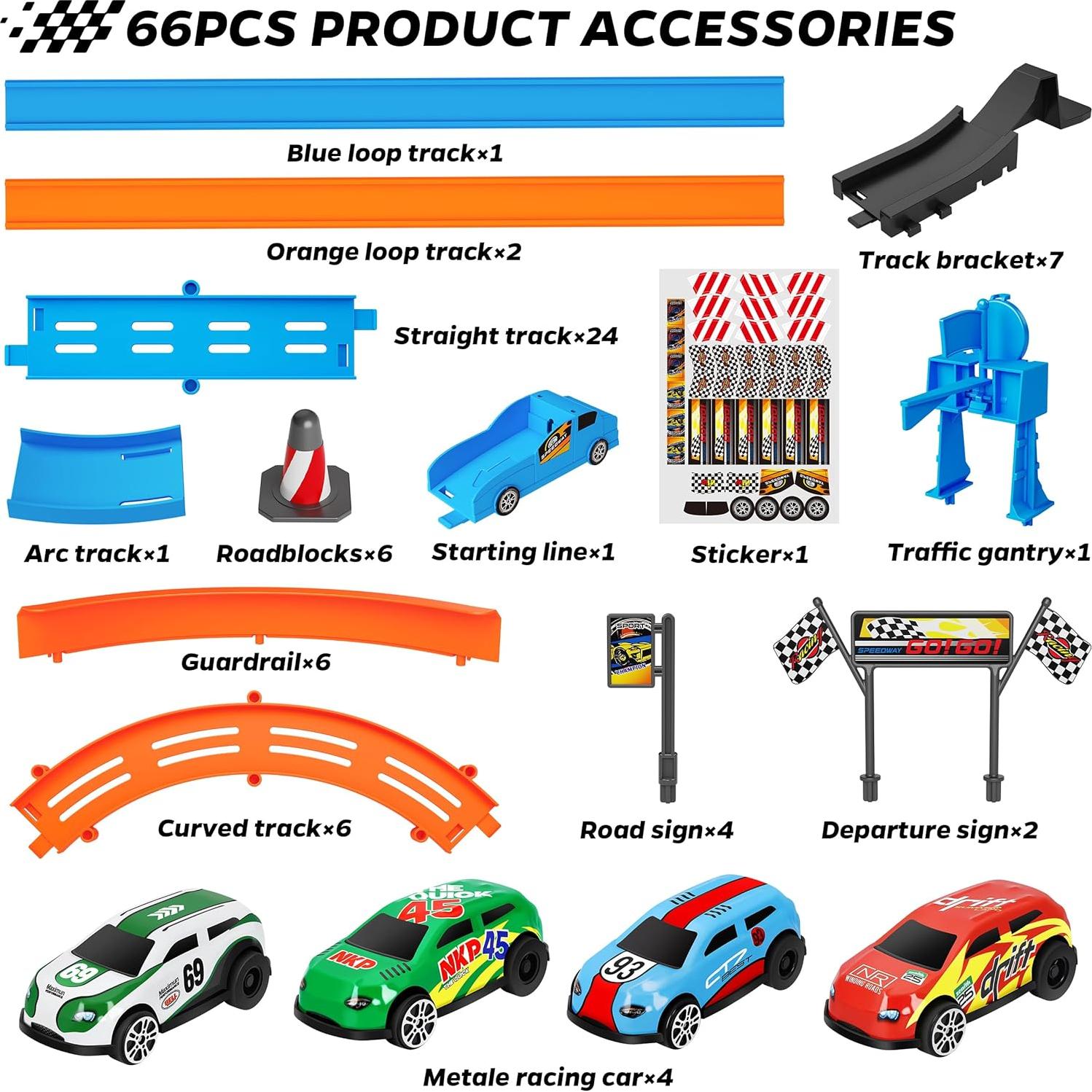 Conjunto de Pista de Carreras Rcovasc 46 Piezas 4 Coches Slot