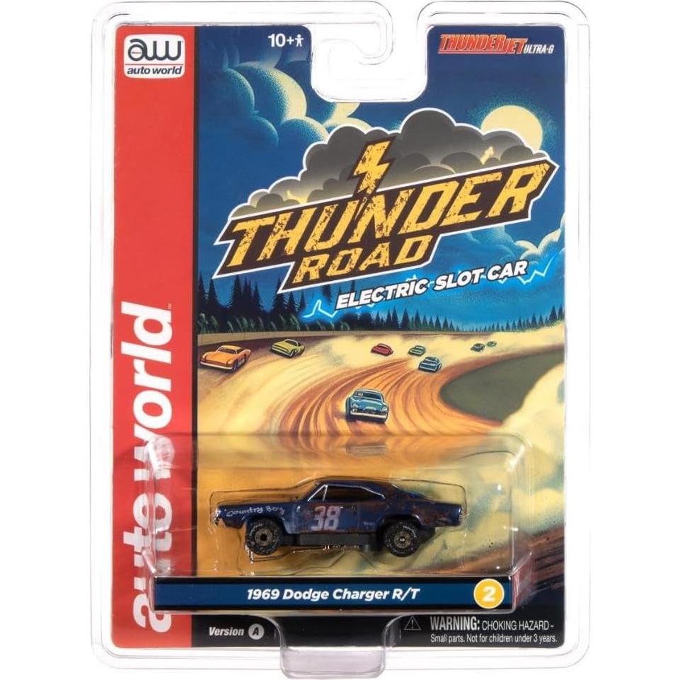Auto World Thunderjet 1969 Dodge Charger Azul Escala HO 1:64