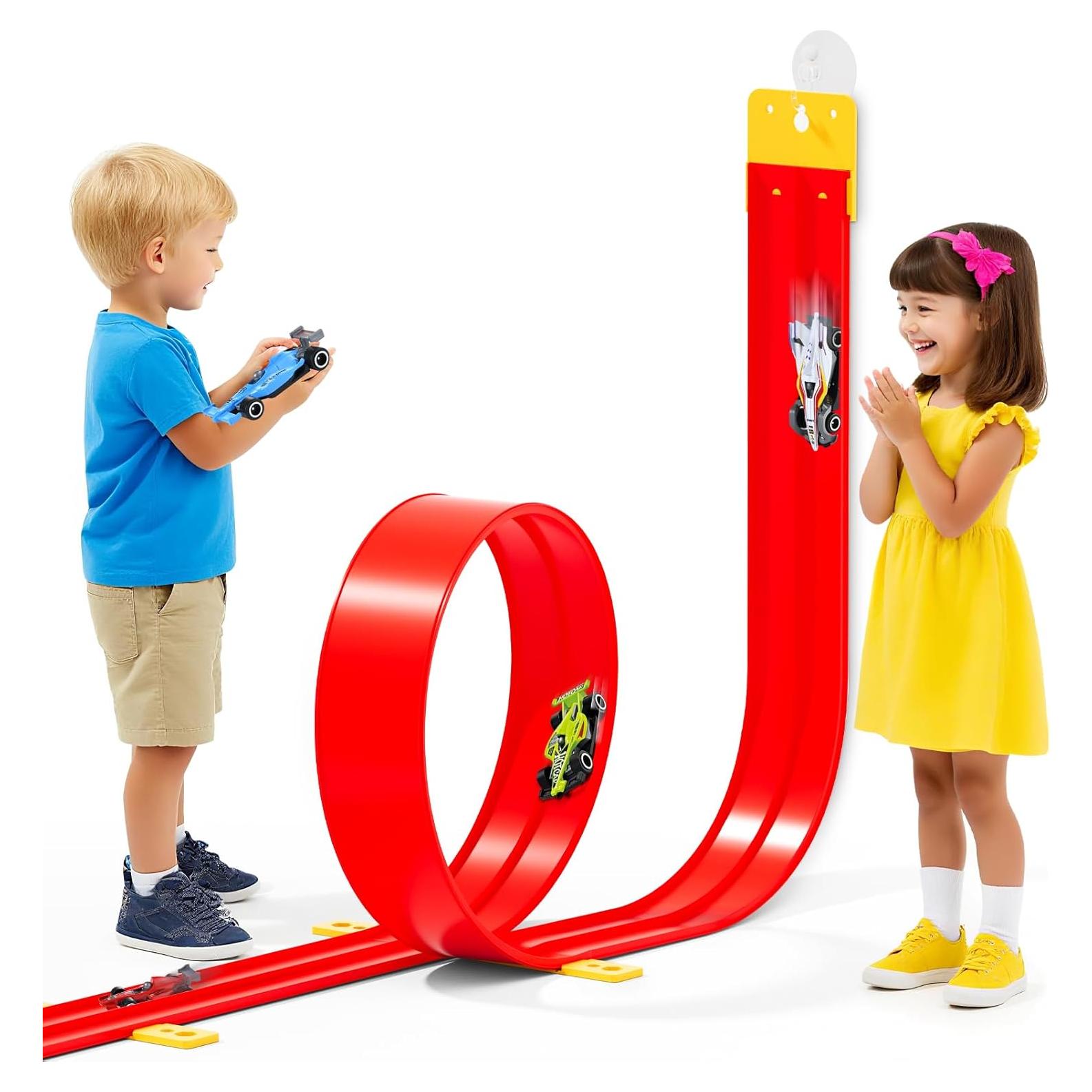 Pista de Carreras Flexible 4.5 m Tlsmyjlwj Roja para Hot Wheels