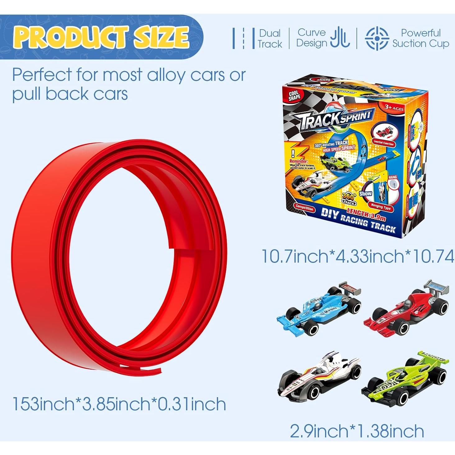 Pista de Carreras Flexible 4.5 m Tlsmyjlwj Roja para Hot Wheels