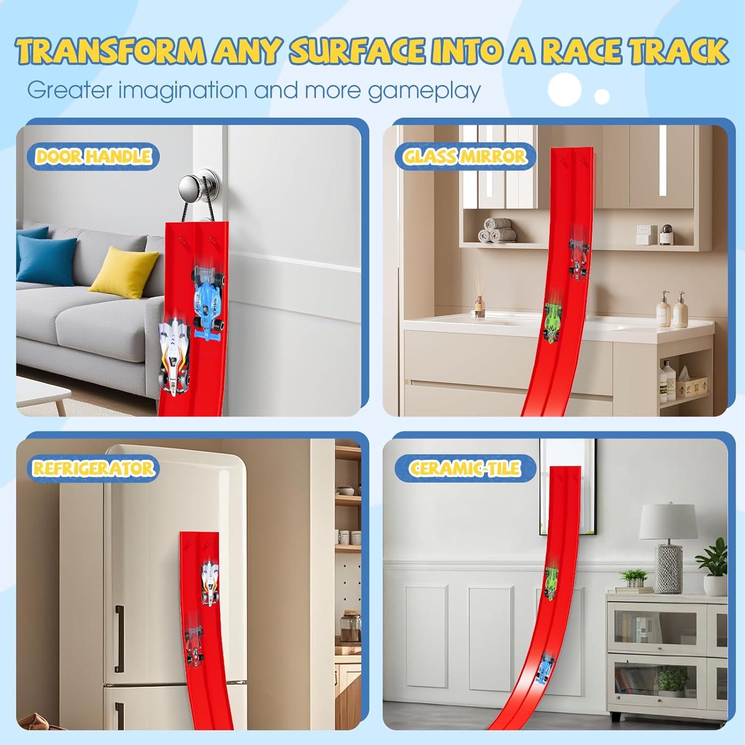 Pista de Carreras Flexible 4.5 m Tlsmyjlwj Roja para Hot Wheels