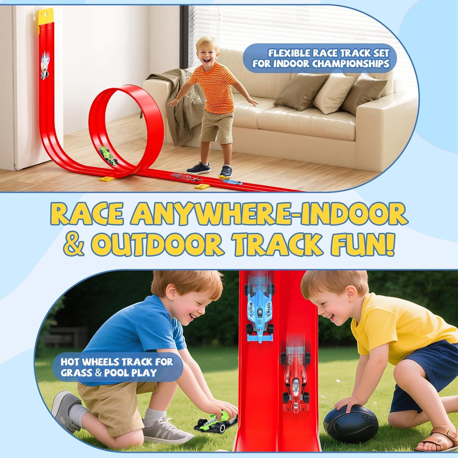 Pista de Carreras Flexible 4.5 m Tlsmyjlwj Roja para Hot Wheels
