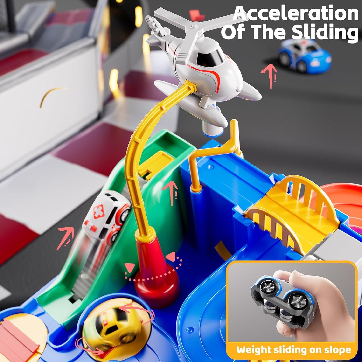 Pista de Carreras KIZONLY para Niños 3 a 8 Años con 3 Autos