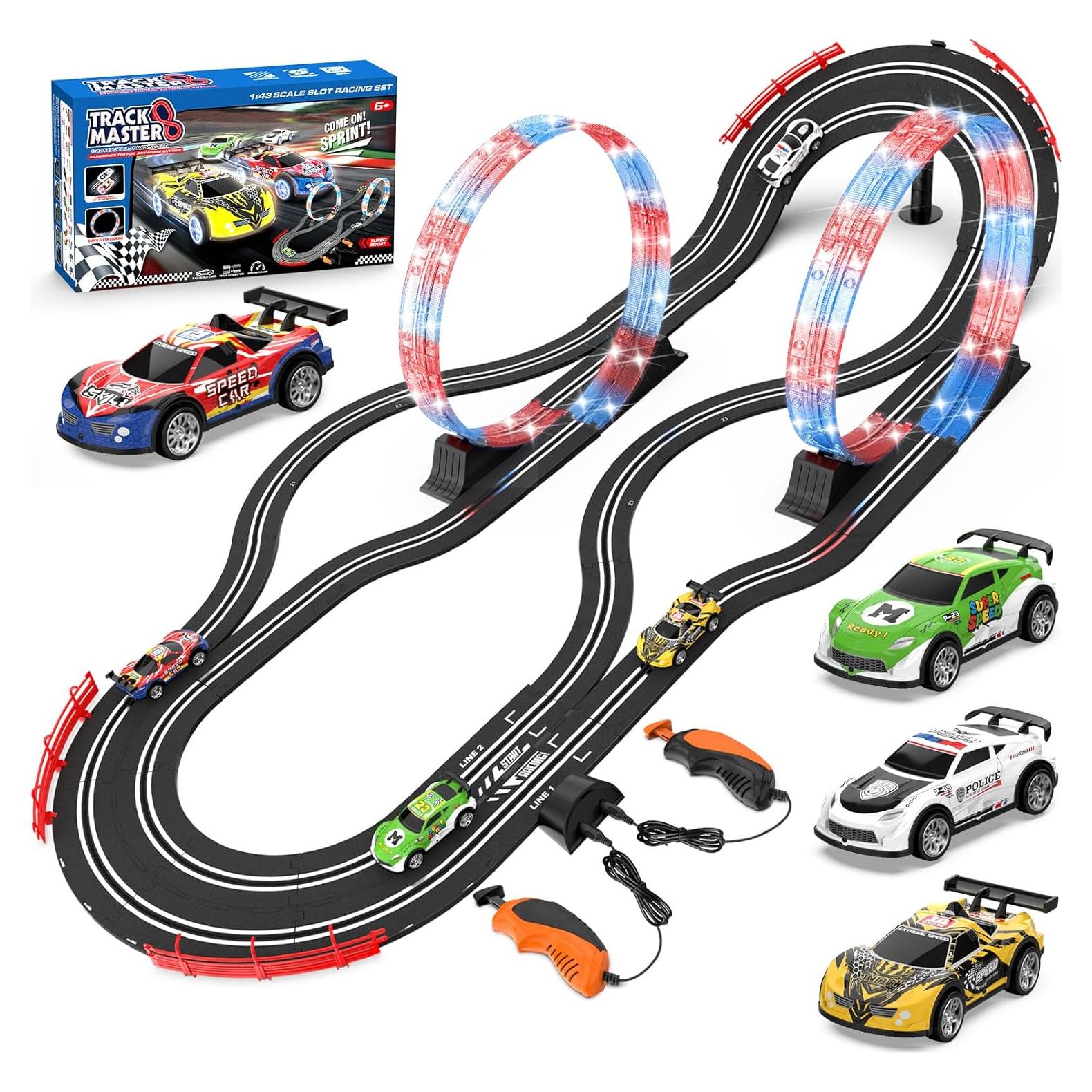 Juego de Pista de Coches de Slot Wupuaait 6m con 4 Coches