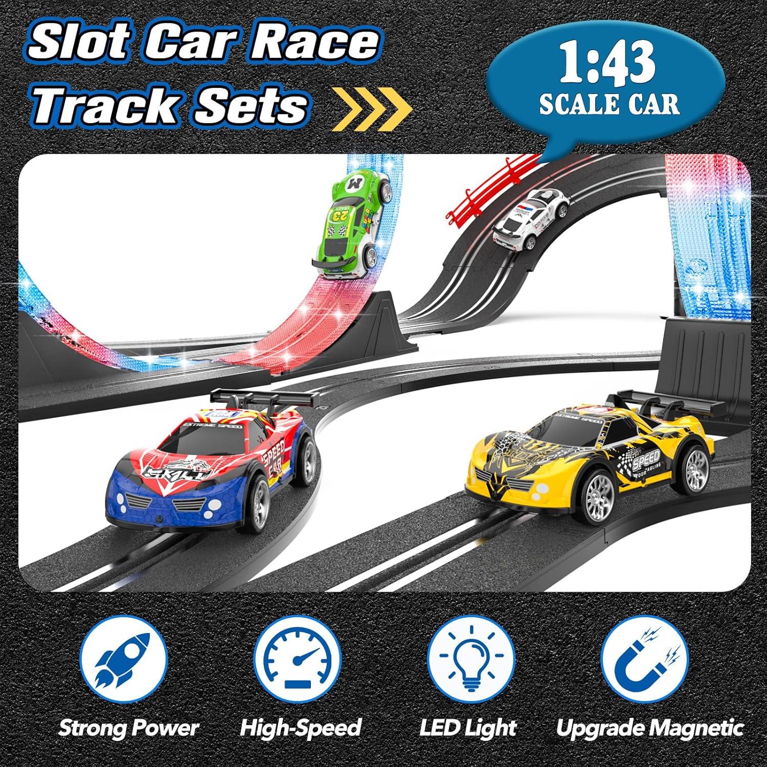 Juego de Pista de Coches de Slot Wupuaait 6m con 4 Coches