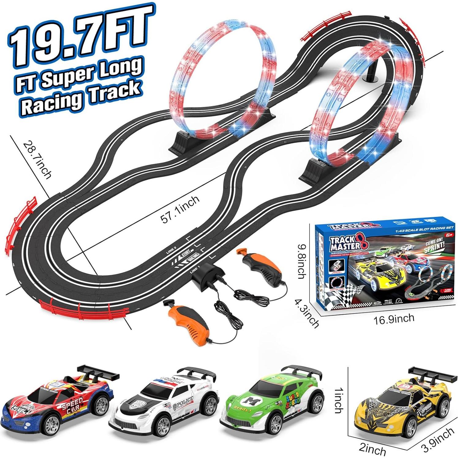 Juego de Pista de Coches de Slot Wupuaait 6m con 4 Coches