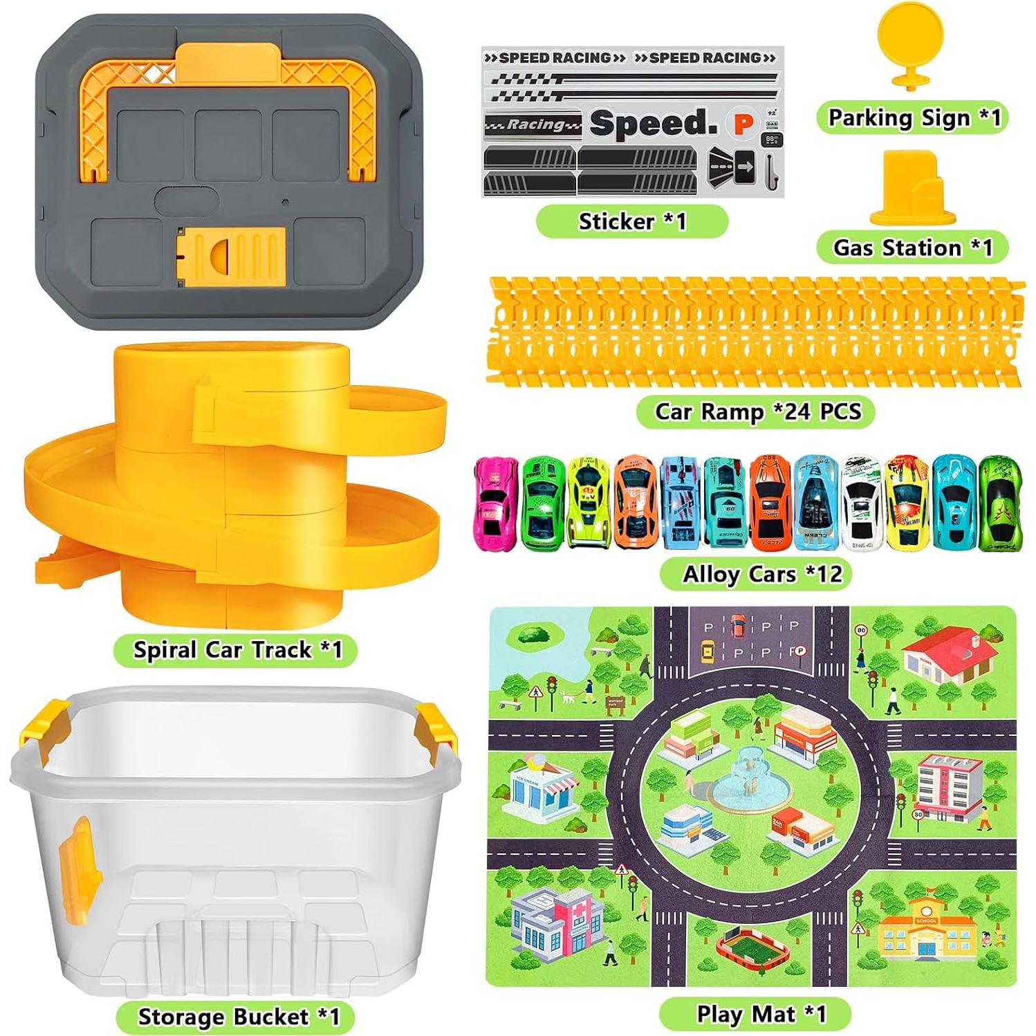 Juego de Almacenamiento Pista de Autos Saichotoy 12 Autos Metal