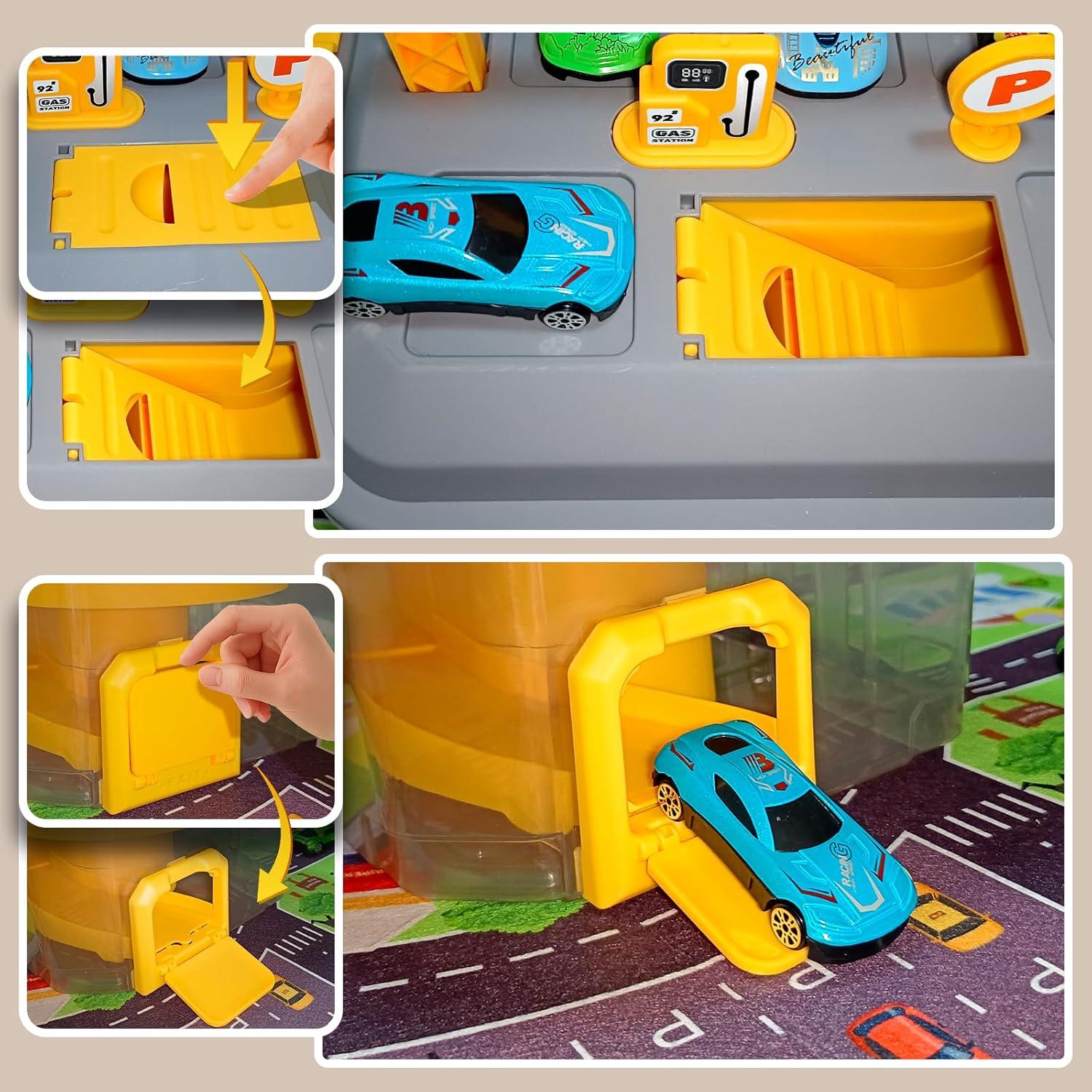 Juego de Almacenamiento Pista de Autos Saichotoy 12 Autos Metal