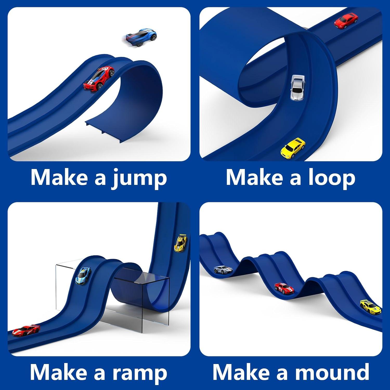 Pista de Carreras Flexible BIAWOWO 4.57m para Coches 1/64