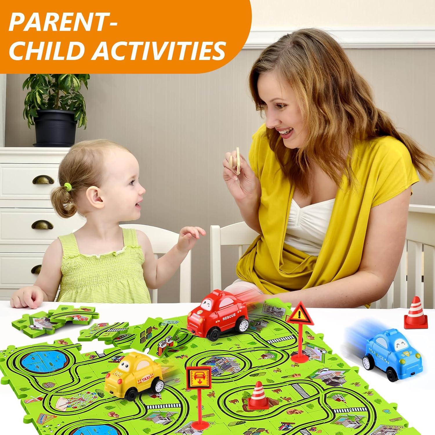 Juego de Rompecabezas de Pista de Carreras YunWings 64 Piezas