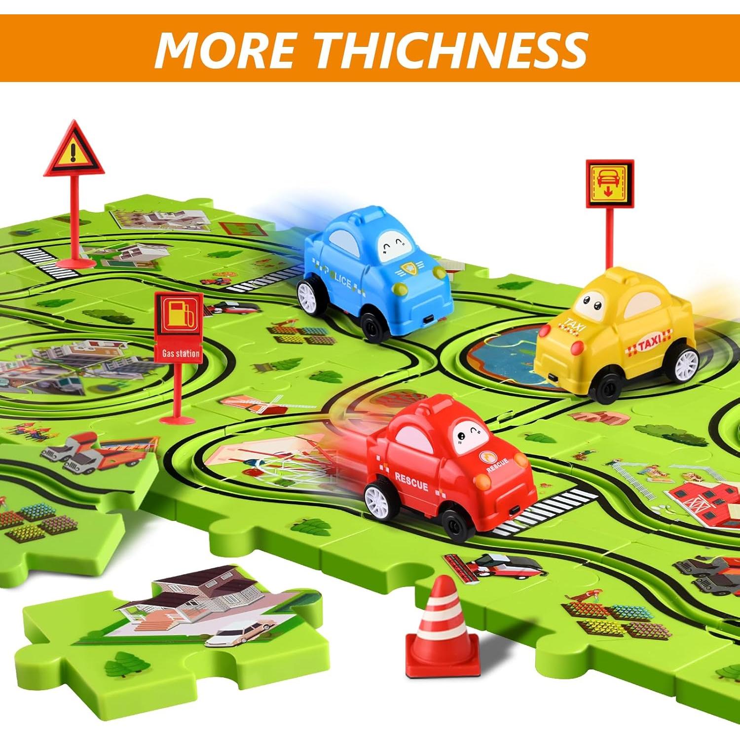 Juego de Rompecabezas de Pista de Carreras YunWings 64 Piezas