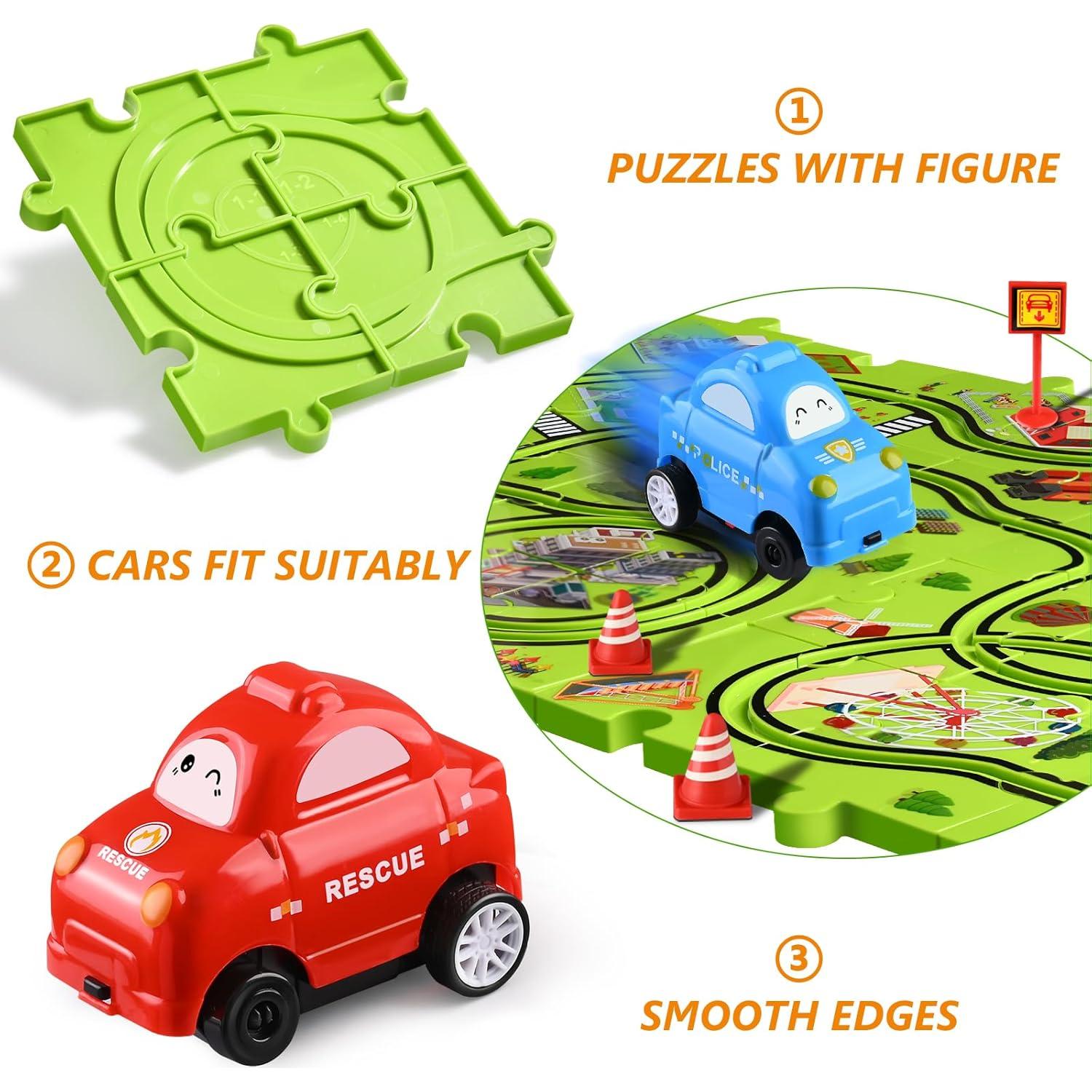 Juego de Rompecabezas de Pista de Carreras YunWings 64 Piezas