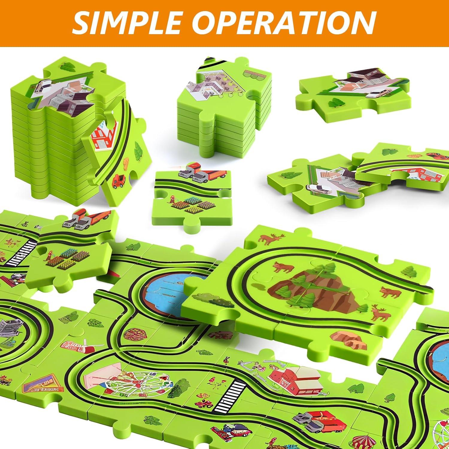 Juego de Rompecabezas de Pista de Carreras YunWings 64 Piezas