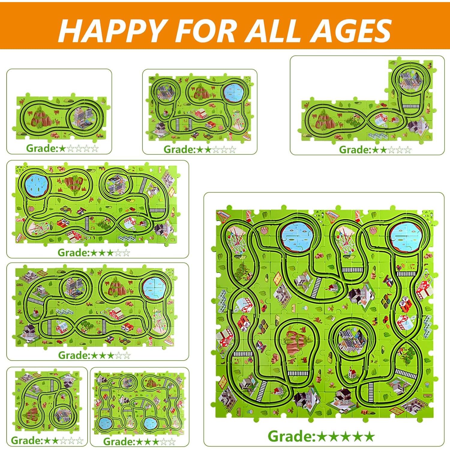 Juego de Rompecabezas de Pista de Carreras YunWings 64 Piezas