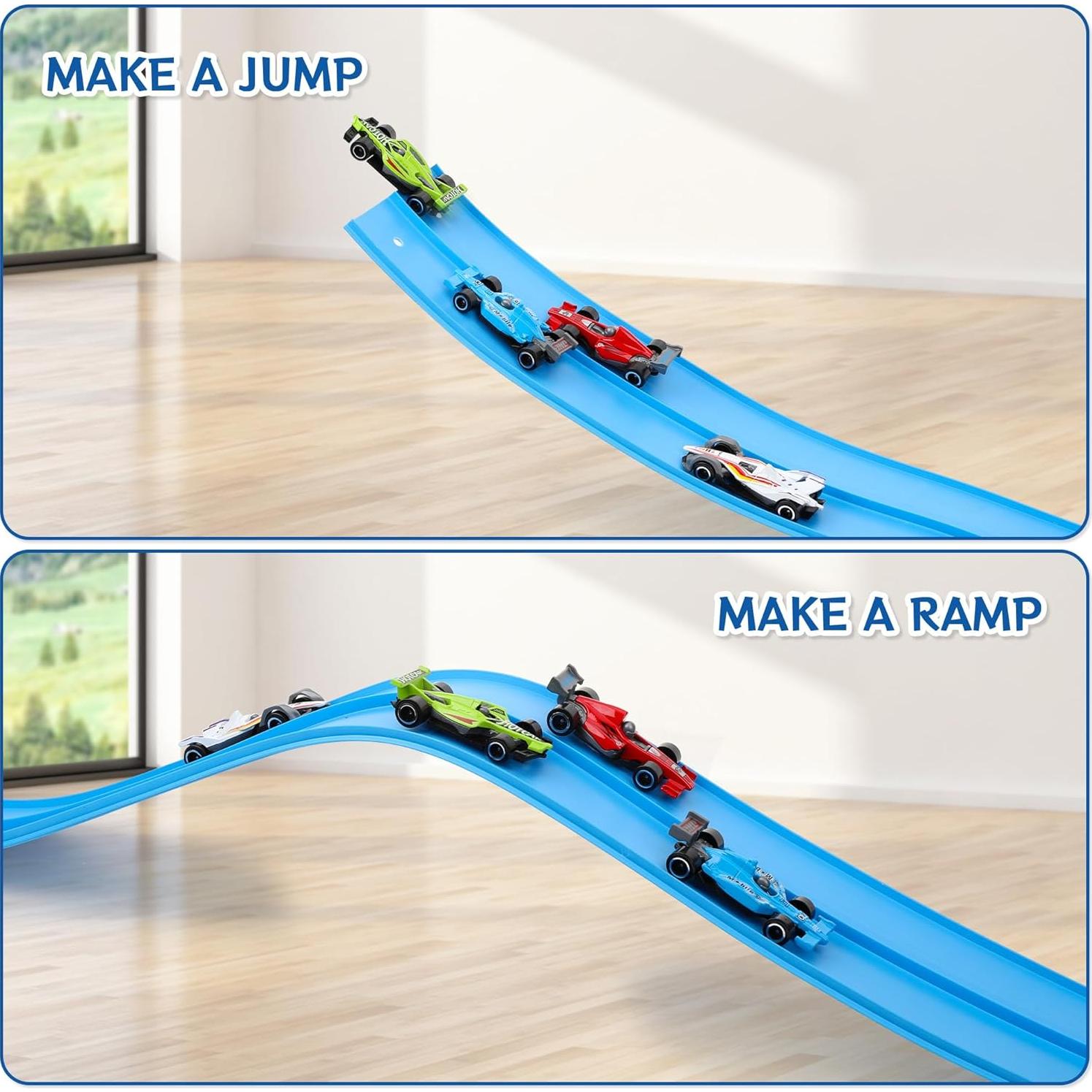 Pista de Carreras Flexible Liyauui 4 Autos Escala 1:64 4.5m