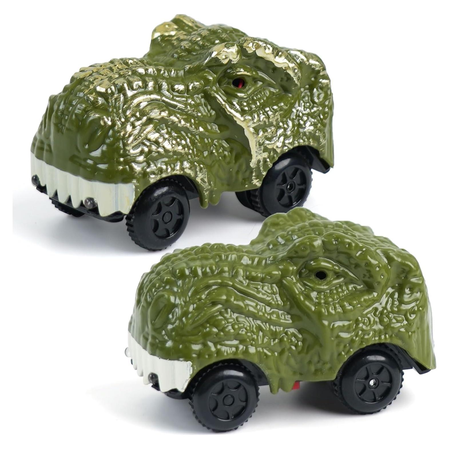 BEMITON Paquete de 2 Coches Dinosaurio con Luz LED - Juguetes para Niños 3 a 7 Años