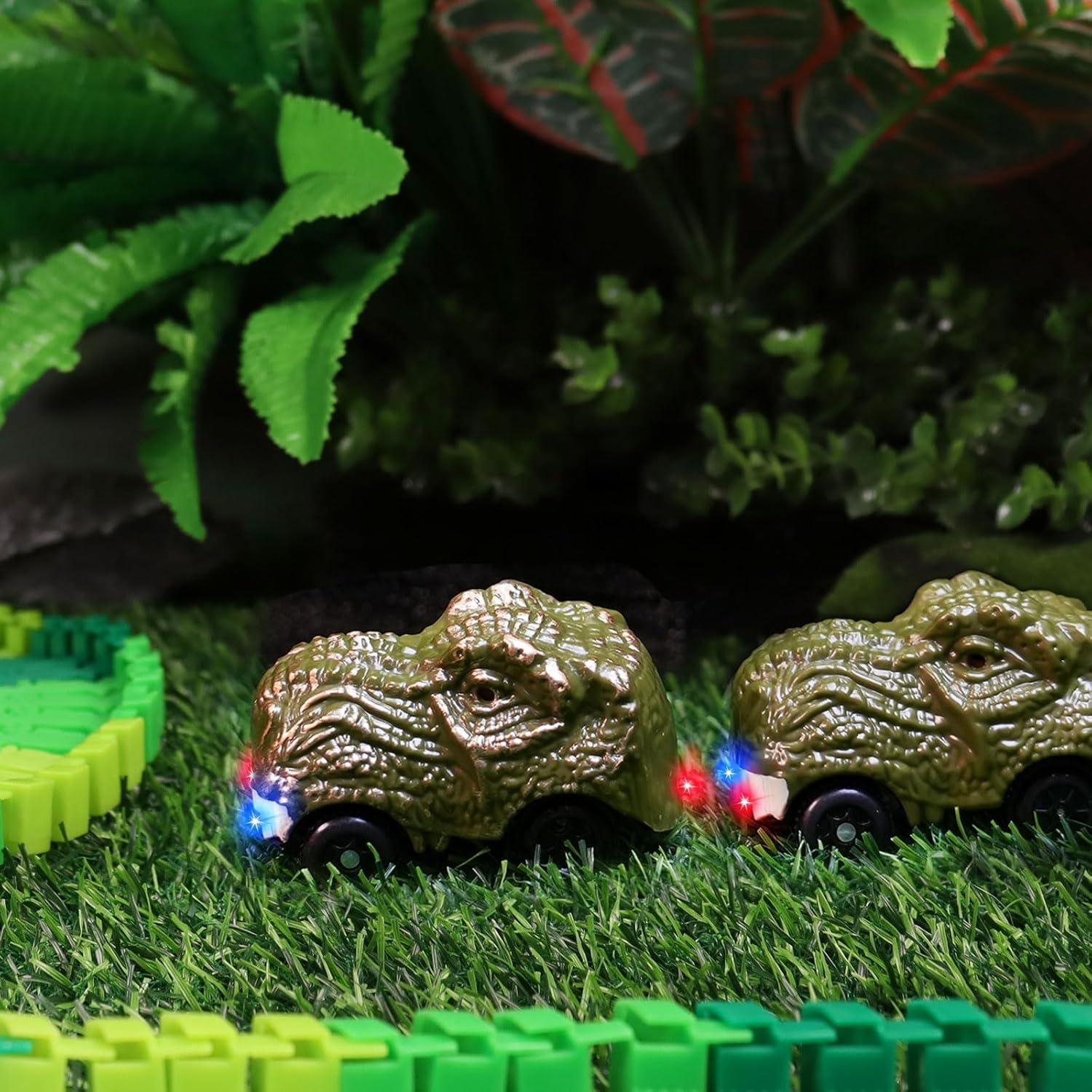 BEMITON Paquete de 2 Coches Dinosaurio con Luz LED - Juguetes para Niños 3 a 7 Años