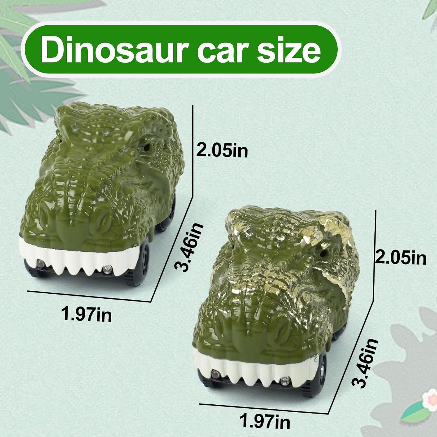 BEMITON Paquete de 2 Coches Dinosaurio con Luz LED - Juguetes para Niños 3 a 7 Años