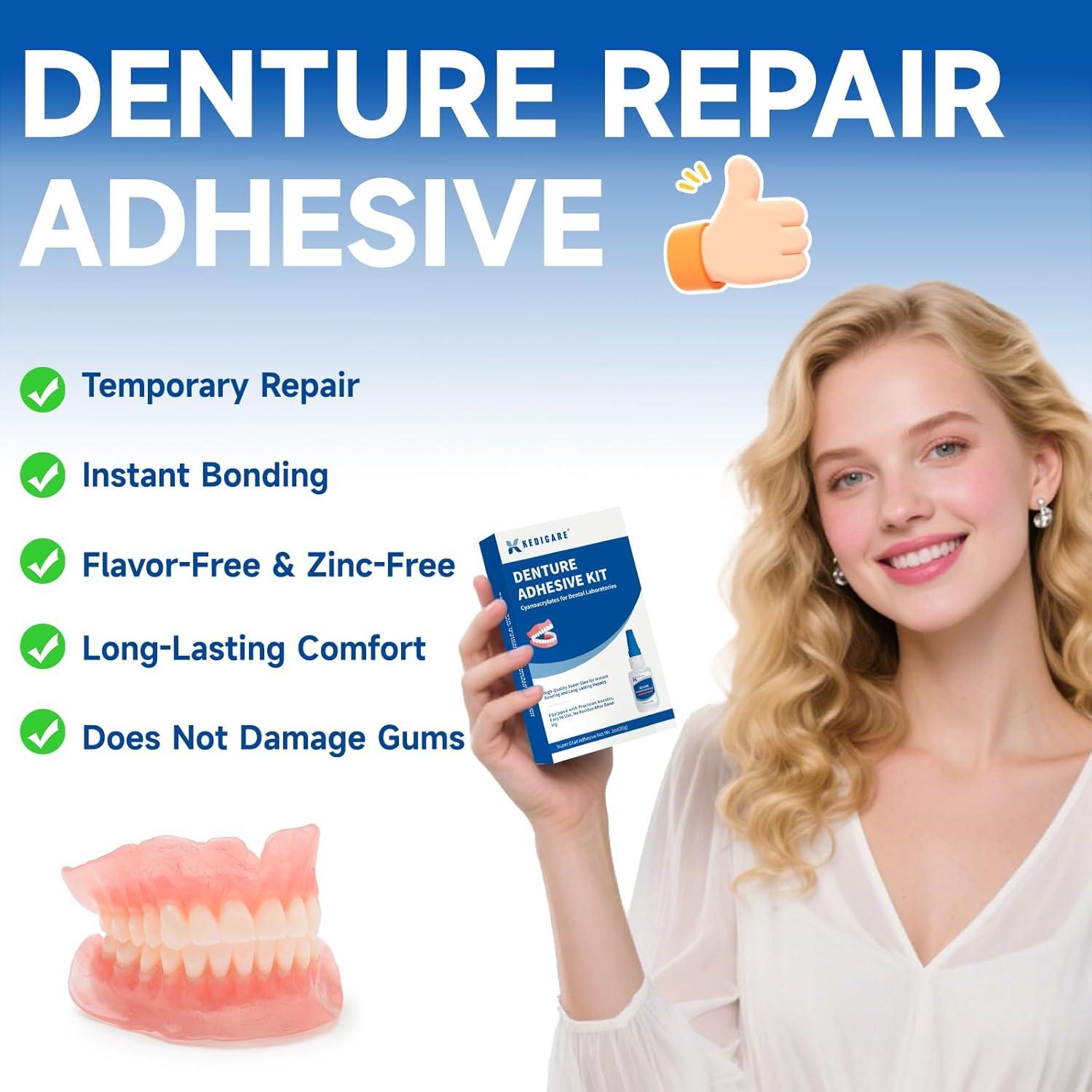 Kit de Pegamento para Reparación de Dentaduras Kedicare 30g