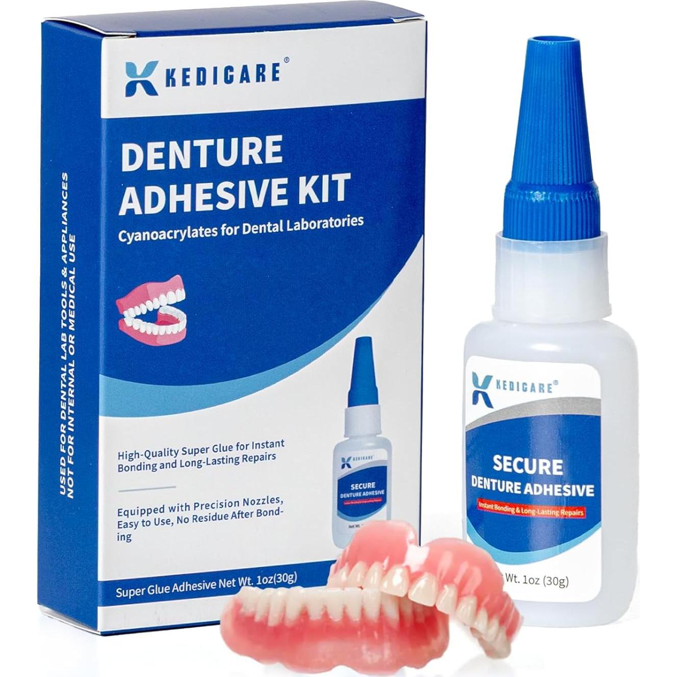 Kit de Pegamento para Reparación de Dentaduras Kedicare 30g