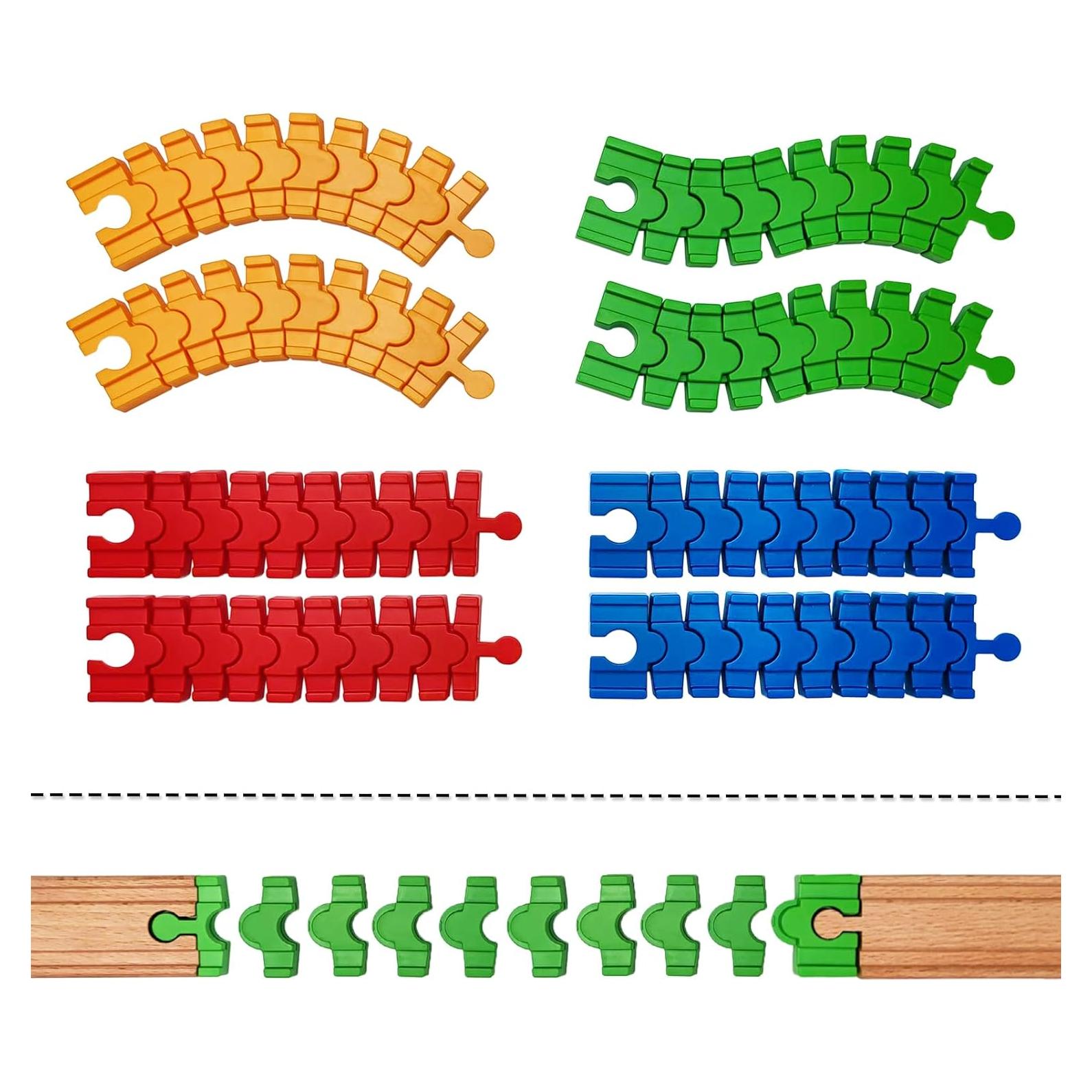 Accesorios de Pista de Tren de Madera Bunu1492 - 8 Piezas Flexibles