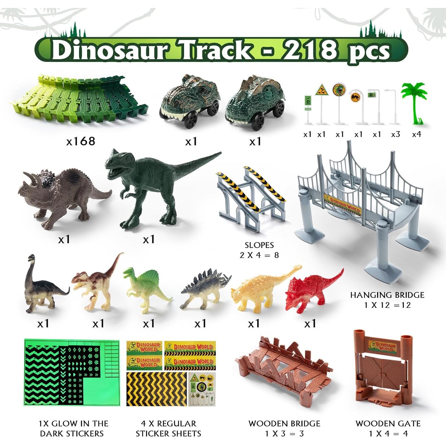 Conjunto de Pista de Carreras de Dinosaurios Coroiesty 218 Piezas