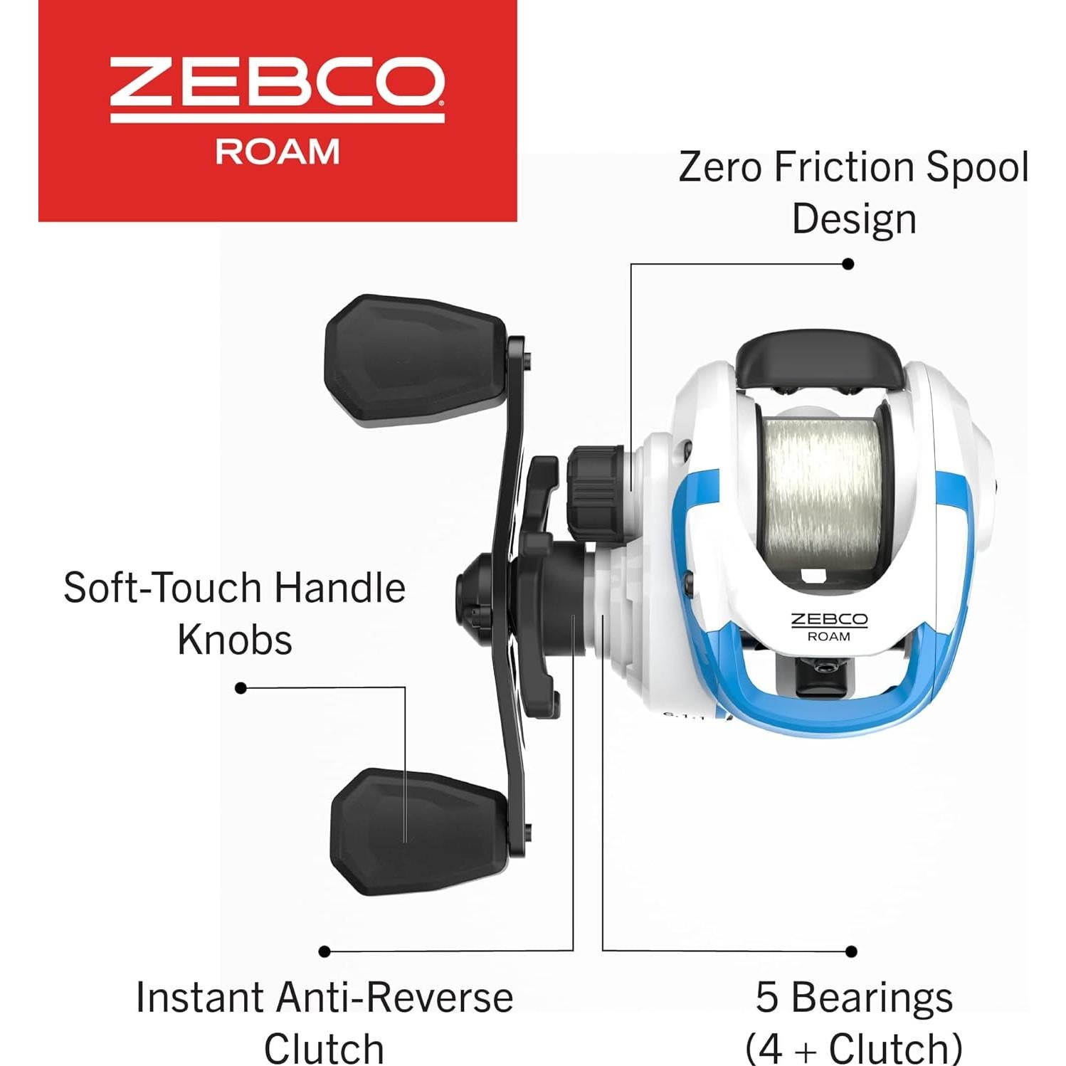 Combo de Caña de Pesca Zebco Roam 6.6' Fibra de Vidrio