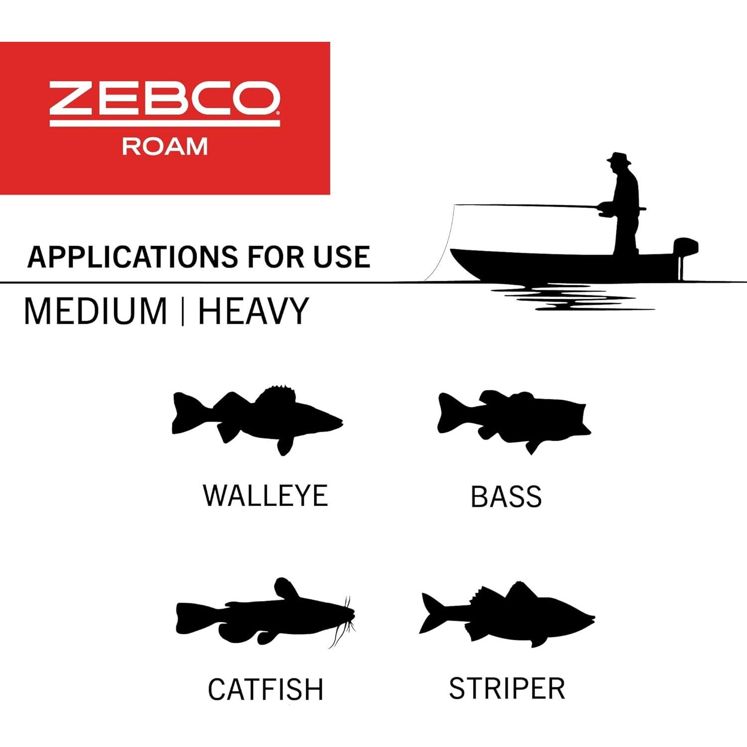 Combo de Caña de Pesca Zebco Roam 6.6' Fibra de Vidrio
