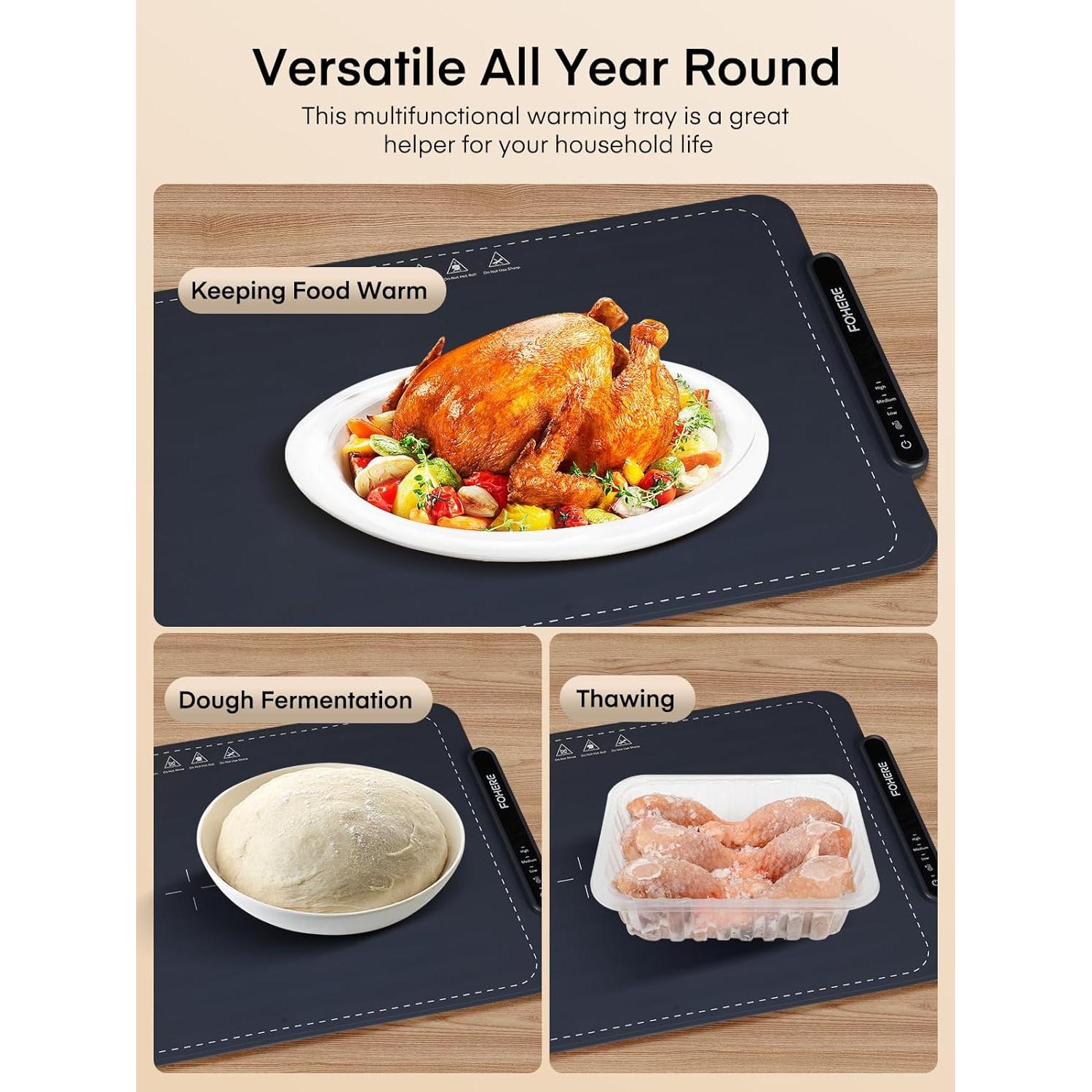 Manta Calentadora FOHERE 250W Silicona Grado Alimenticio Azul