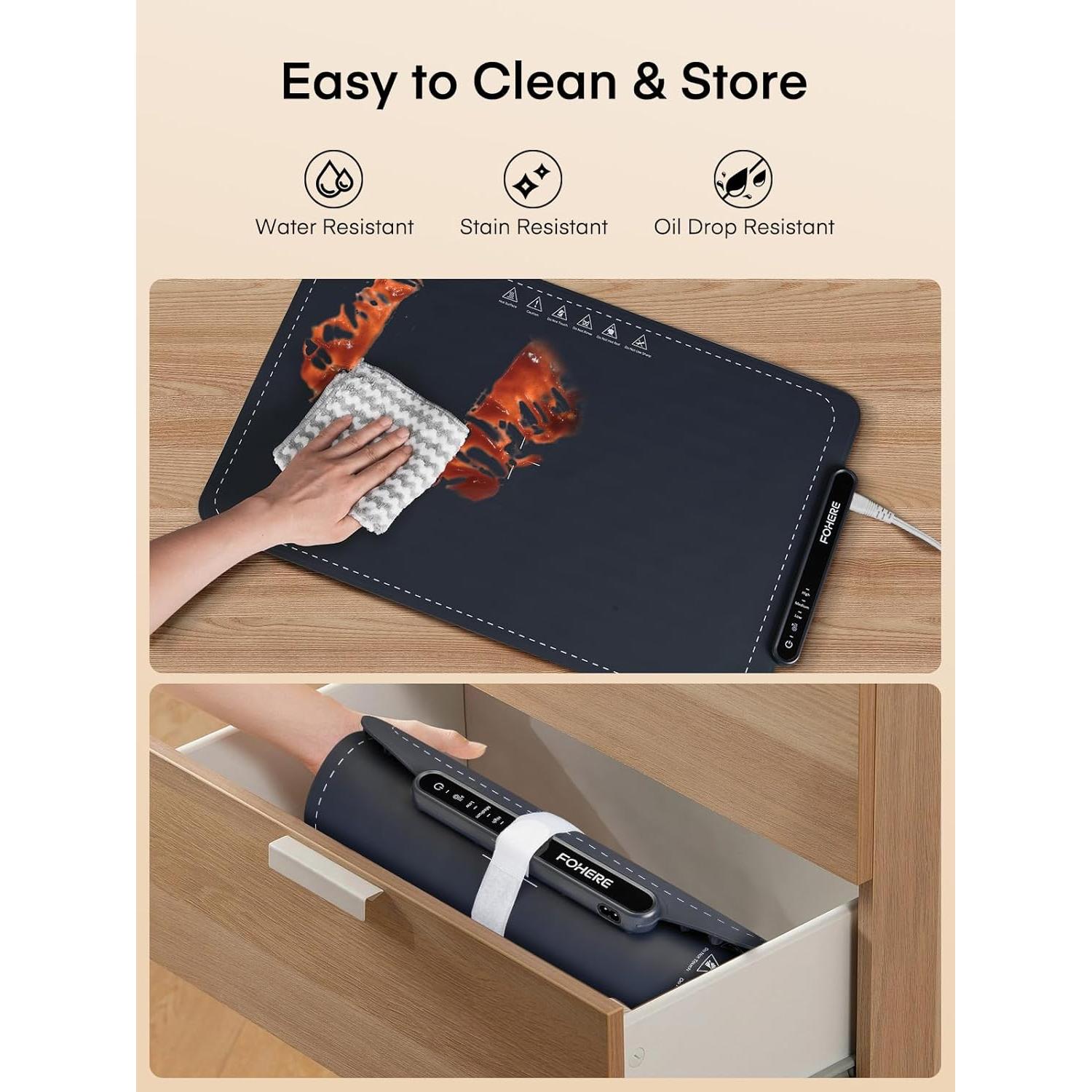 Manta Calentadora FOHERE 250W Silicona Grado Alimenticio Azul