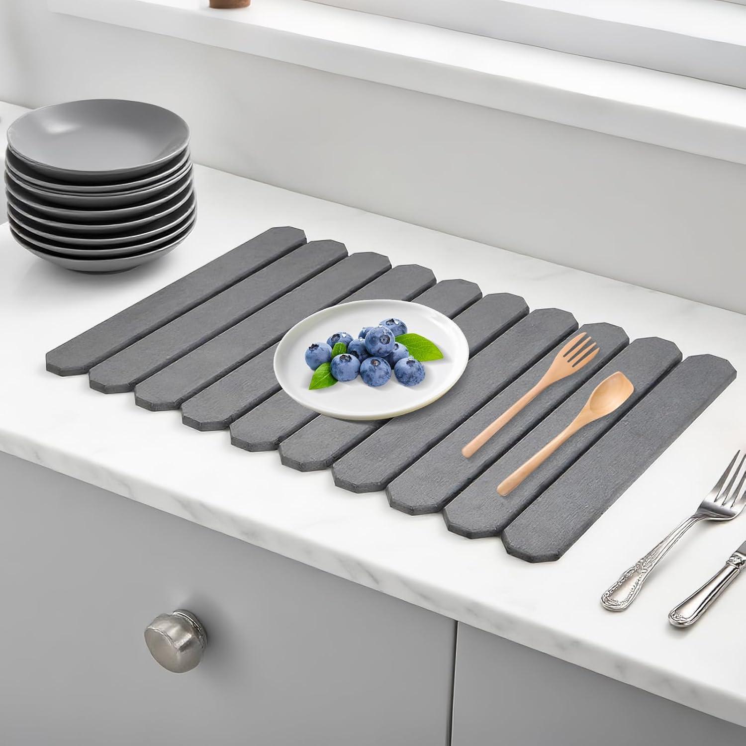 Alfombrilla de Secado de Piedra Diatomácea Lacwabvh 61x41cm Gris