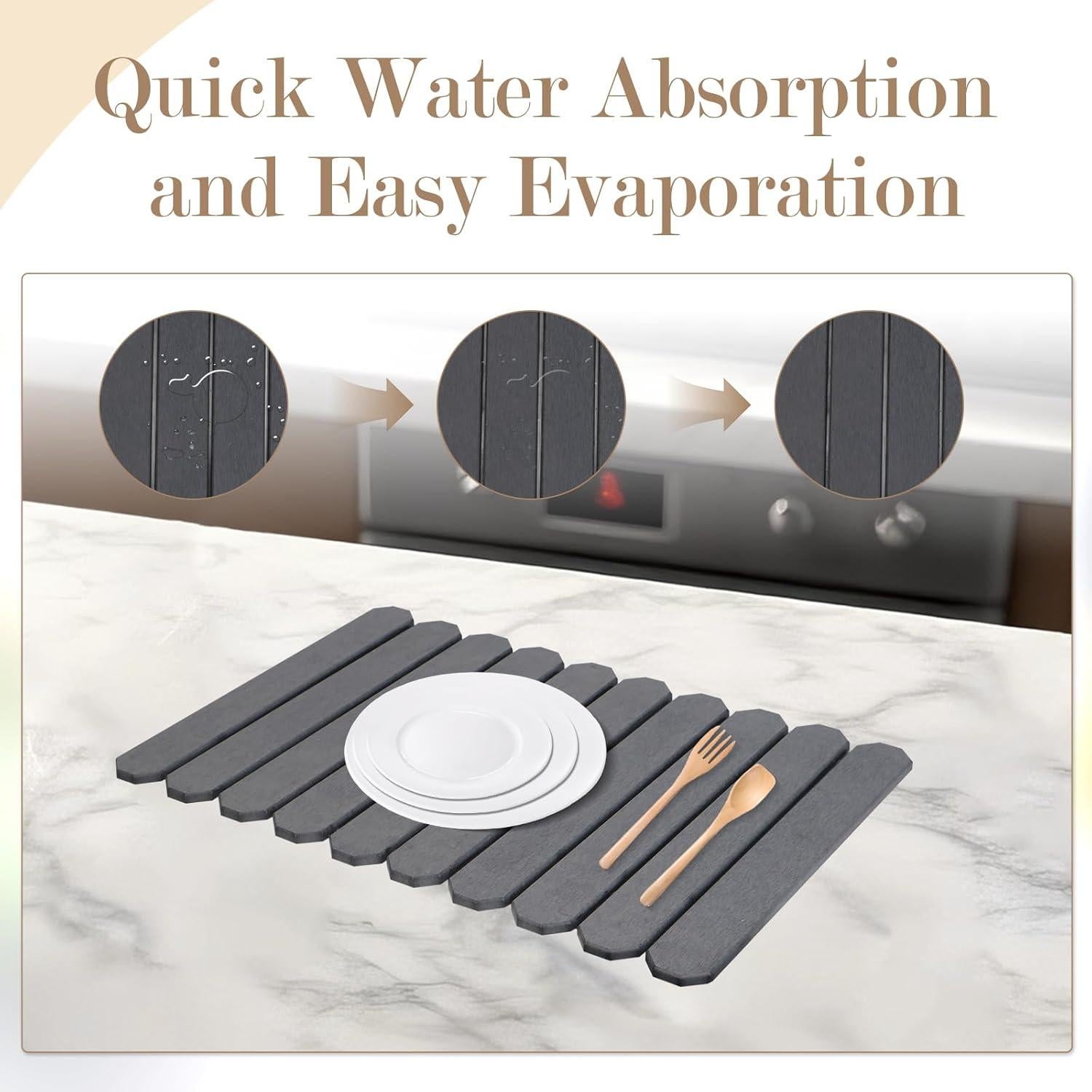 Alfombrilla de Secado de Piedra Diatomácea Lacwabvh 61x41cm Gris