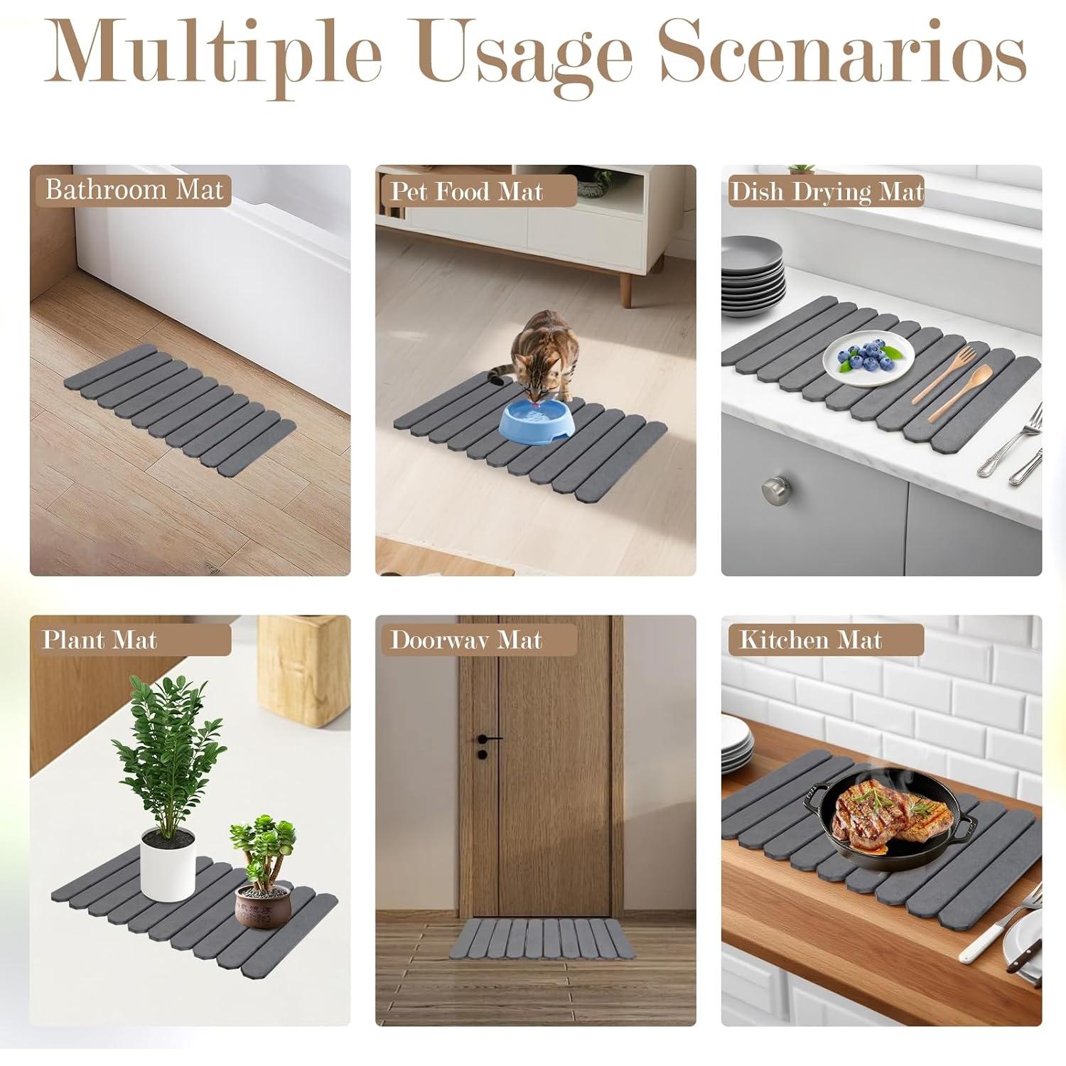 Alfombrilla de Secado de Piedra Diatomácea Lacwabvh 61x41cm Gris