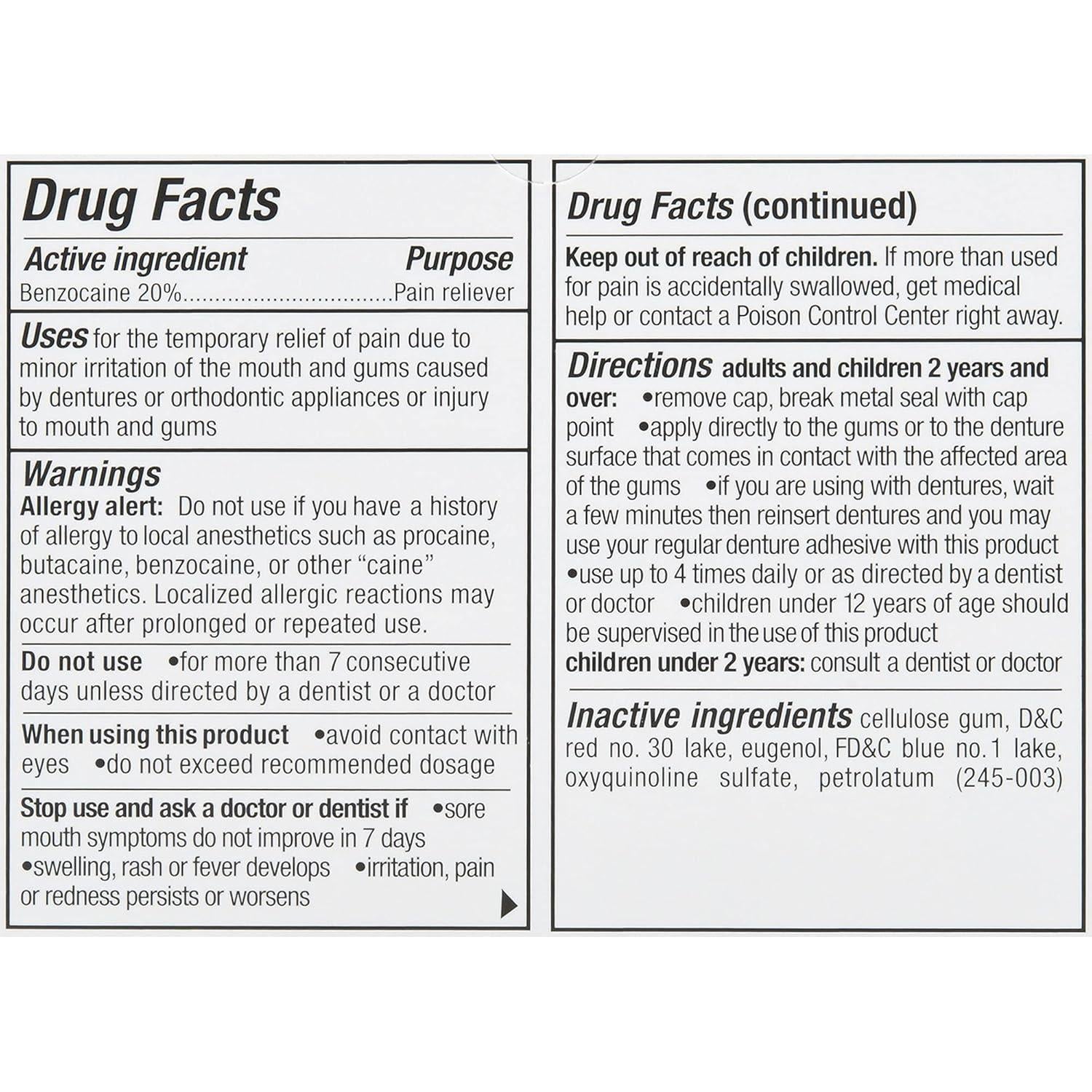 Crema Analgésica Dental Benzodent 20% Benzocaína 7.09g