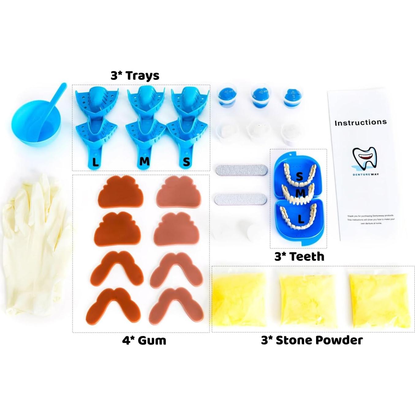 Kit de Dentaduras DIY DENTUREWAY - 3 Juegos de Dientes Falsos
