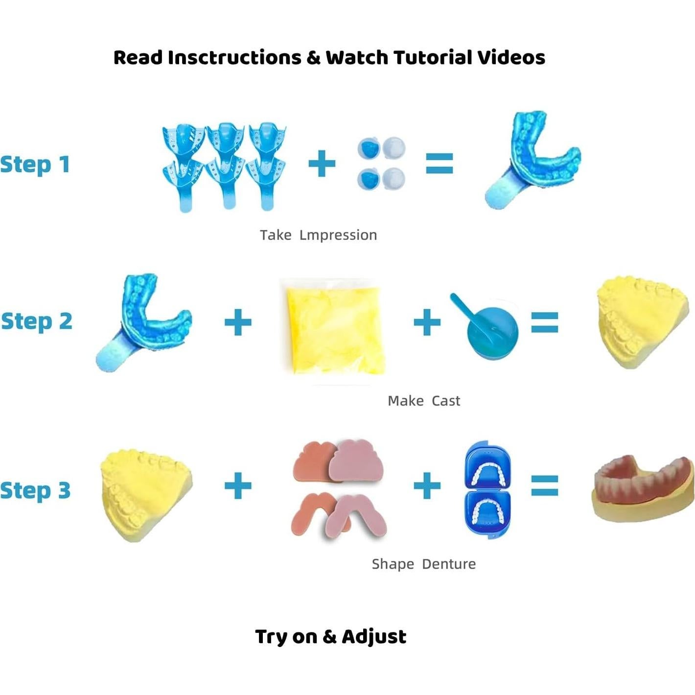 Kit de Dentaduras DIY DENTUREWAY - 3 Juegos de Dientes Falsos