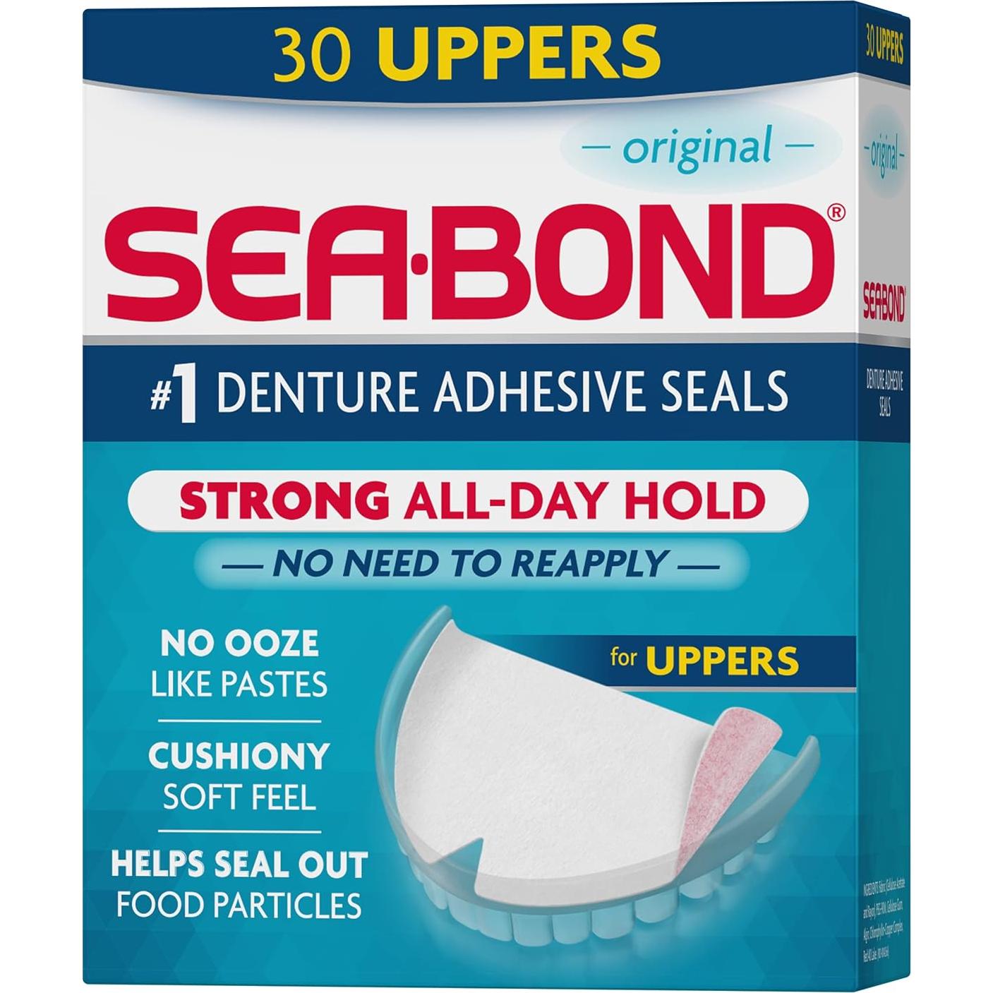 Sellos Adhesivos para Dentaduras Sea-Bond Secure Original 30 Unidades
