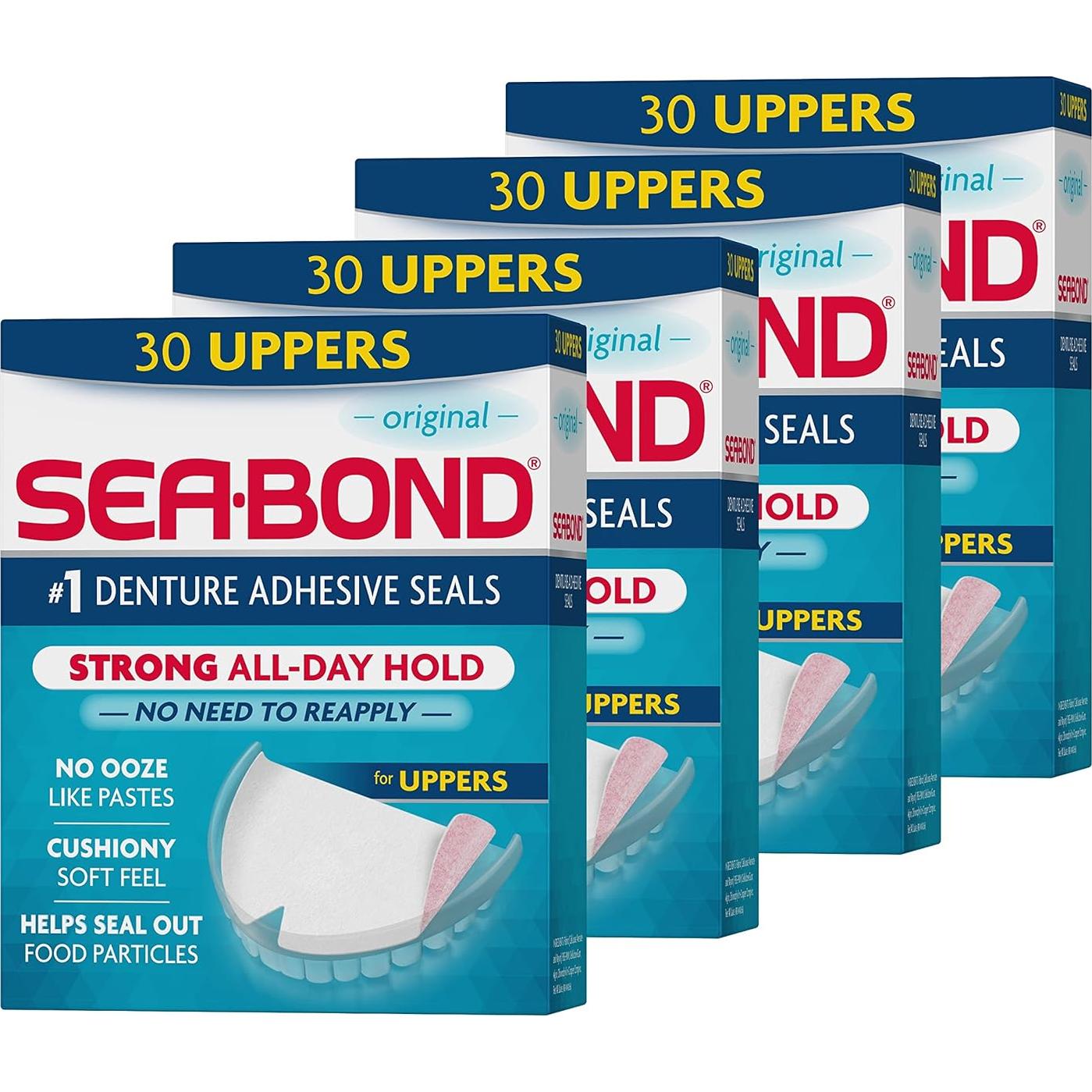 Sellos Adhesivos para Dentaduras Sea-Bond Secure, 120 Unidades