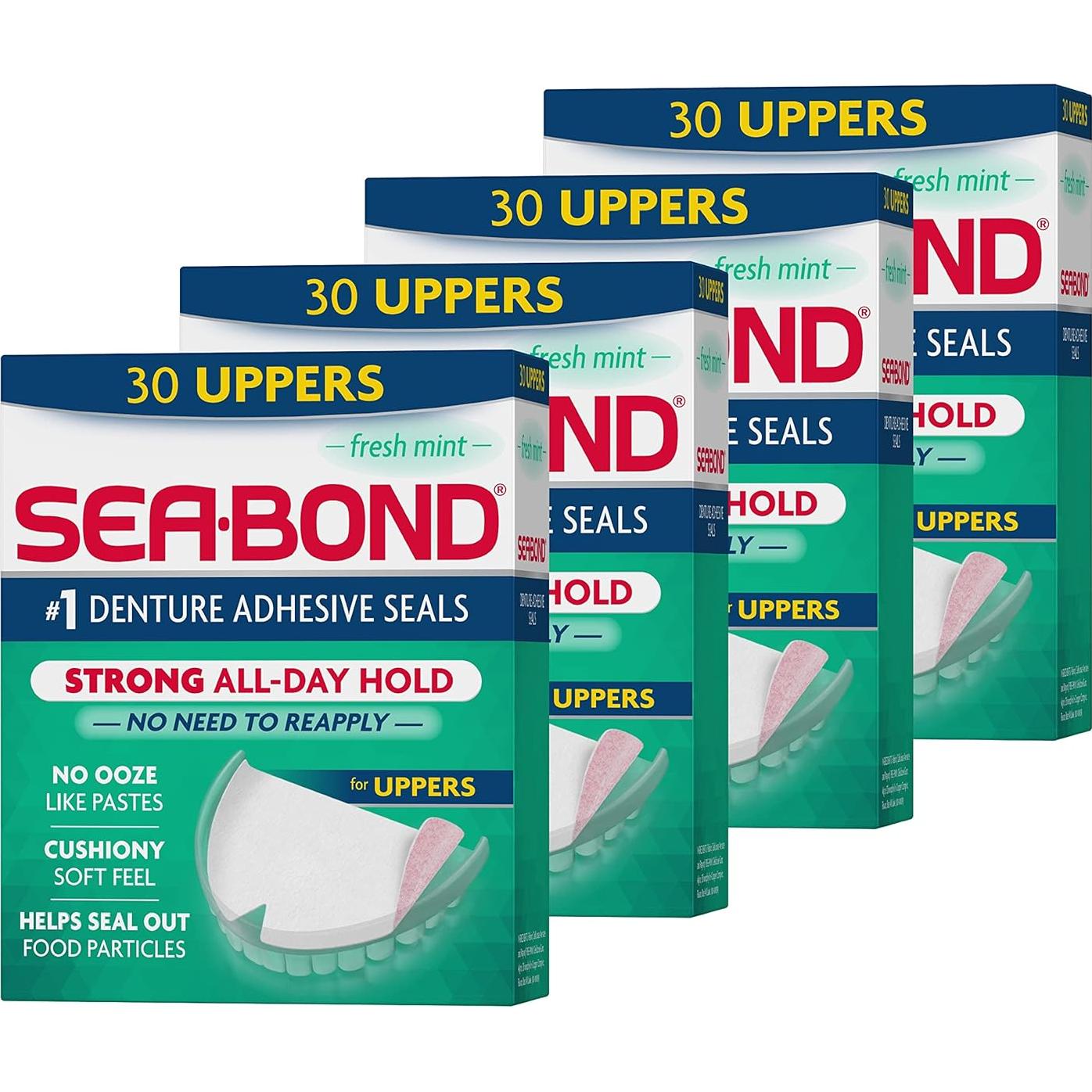 Sellos Adhesivos para Dentaduras Sea-Bond Secure, 120 Unidades